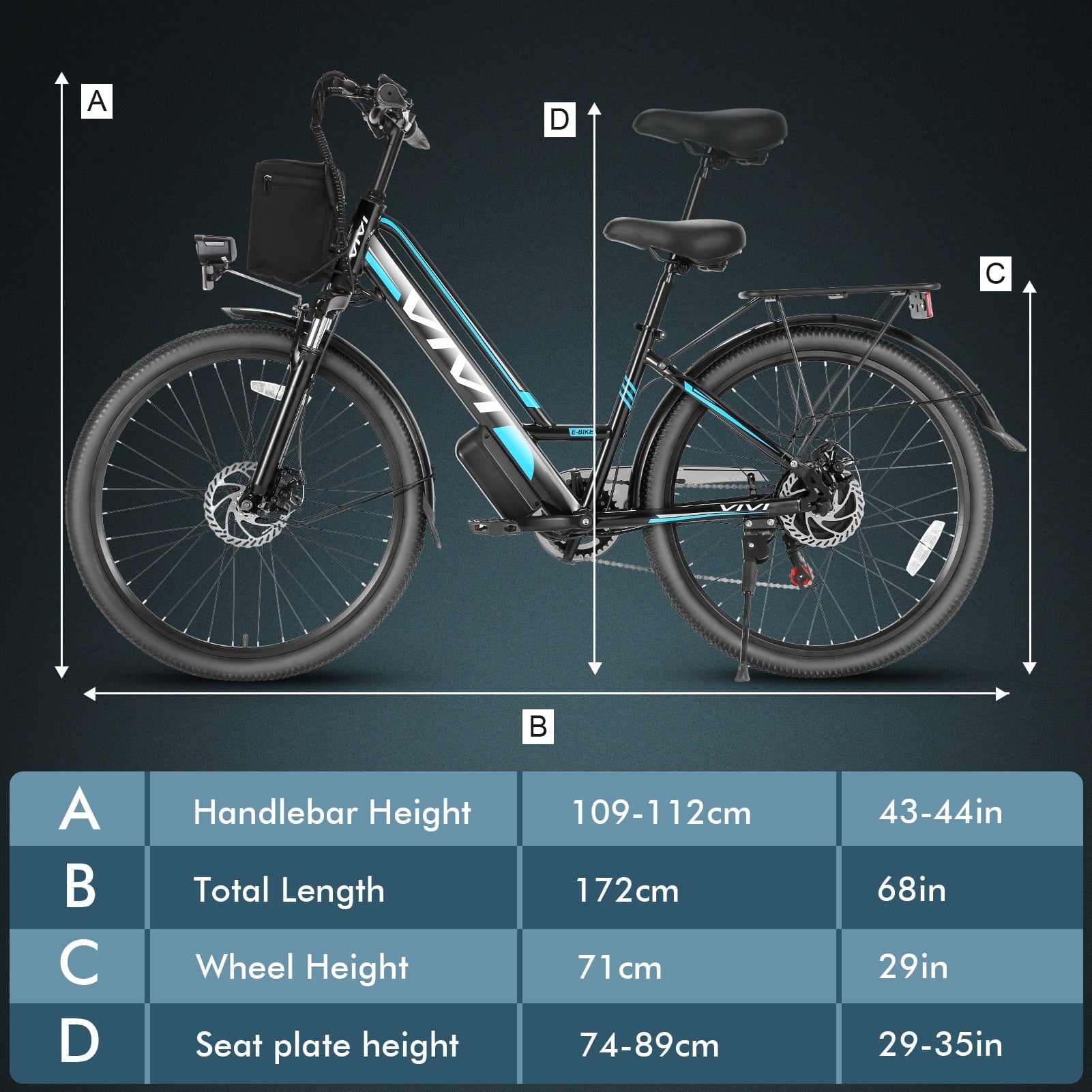 Vivi Electric Bike 26 City Commuter Electric Bike 48V 500W Step-Through Electric Bike 19.8MPH Electric Cruiser Bike Beach Bike with Cruise Control, UL2849 Certified