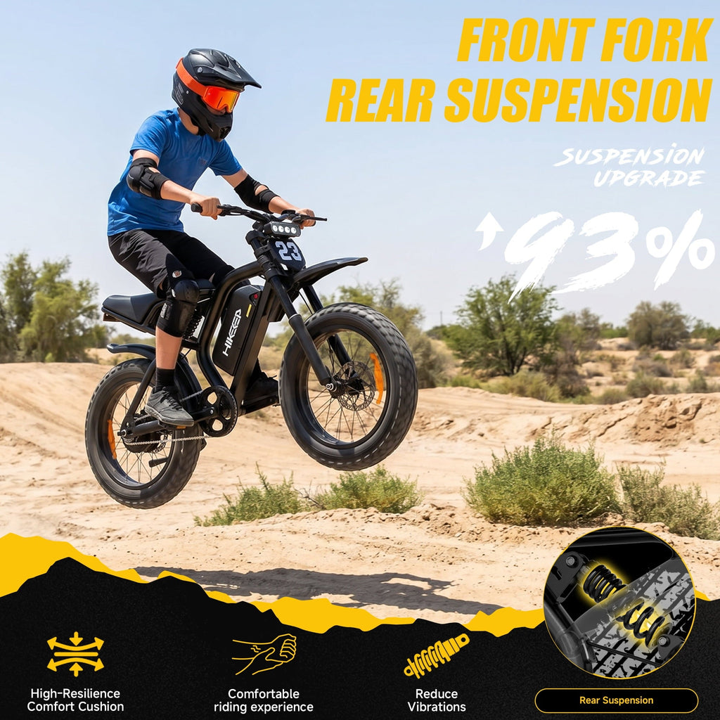 HiKeep 1500W/3000W Peak Off-Road Electric Bike for Adults, 52V 40Ah UL Battery, 20x4 Fat Tire Dirt Ebike, 40MPH E-Mountain Bike, 40-85 Miles Range, UL 2849