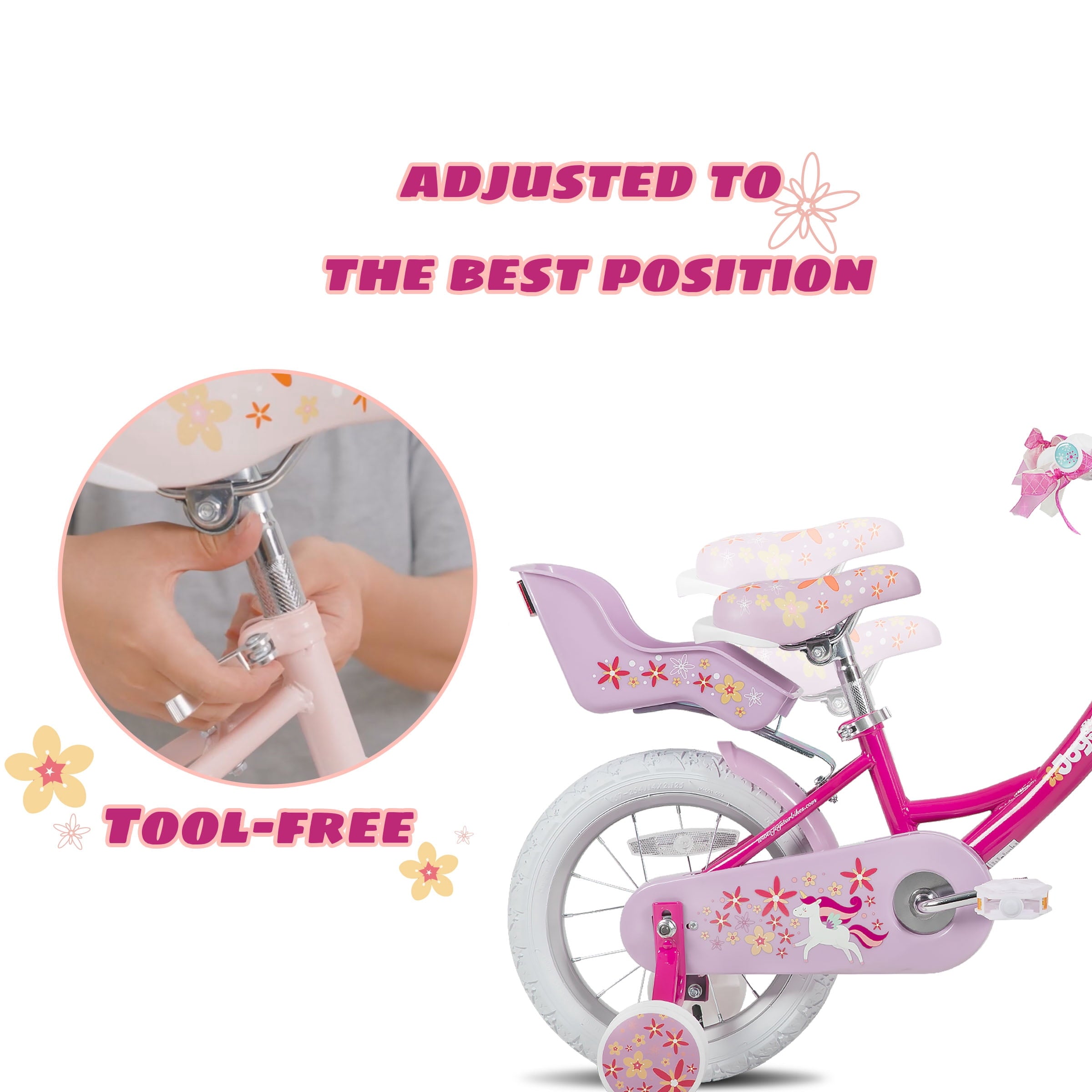 Joystar Unicorn 12inch Girls' Bike, Mint Purple