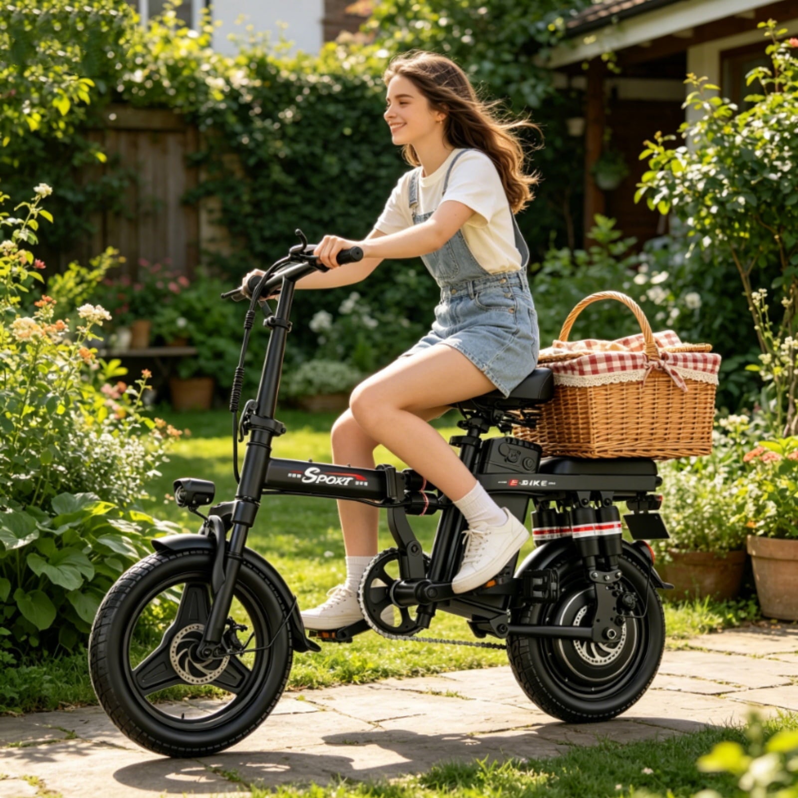 ASKGO F9 Adult Folding Electric Bike, 1200W 25 MPH 25 Miles, 48V 13Ah Removable Battery, Meets Daily Commuting,Going Out and Playing,Give the best gift,Folding Ebike for Adult with Two Seats .UL2849