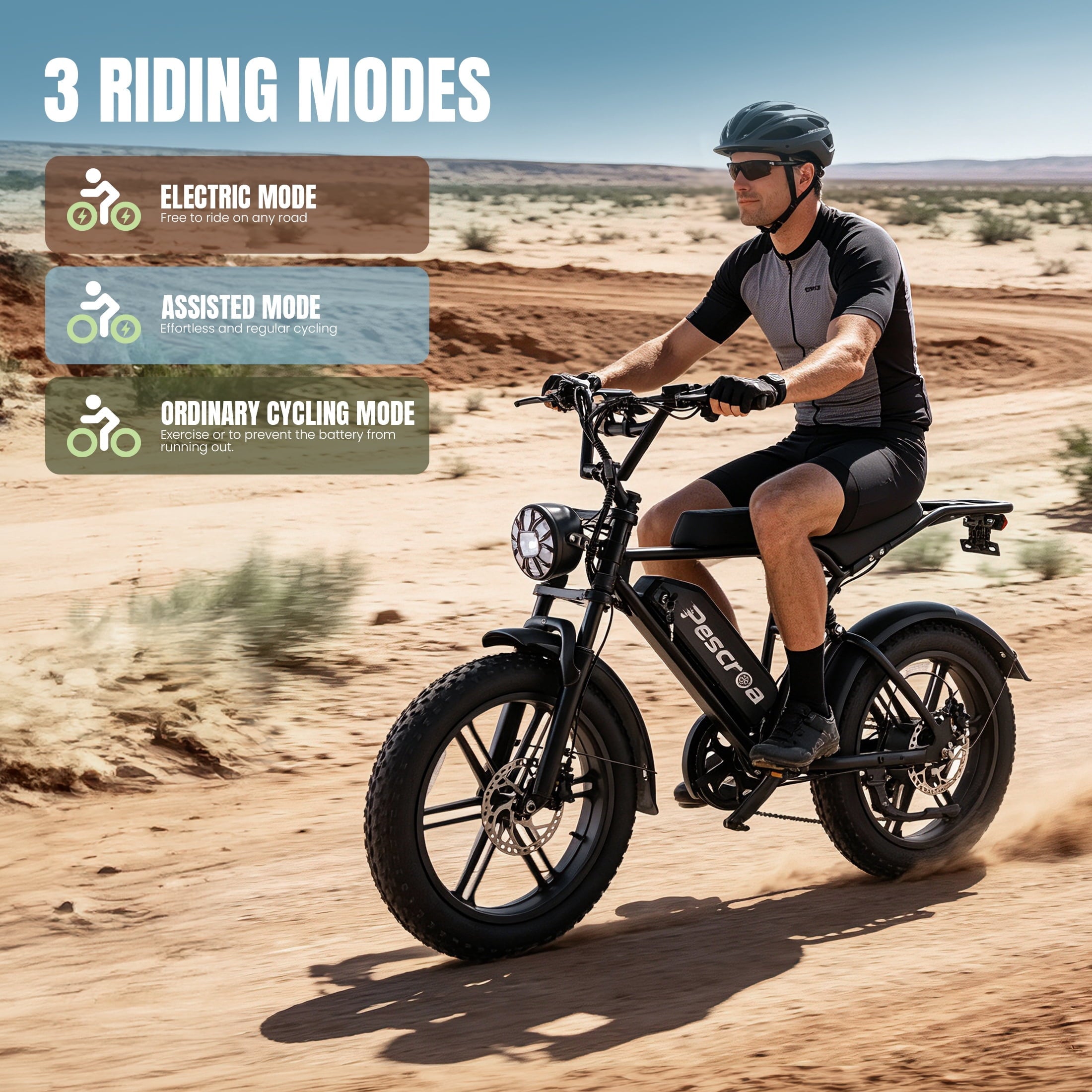 Pescroa E-Bikes for Adults, 1500W Peak Motor Electric Bike for Adults, 20 Fat Tire Electric Bike with 70-100 Miles, 7-Speed Electric Mountain Bike