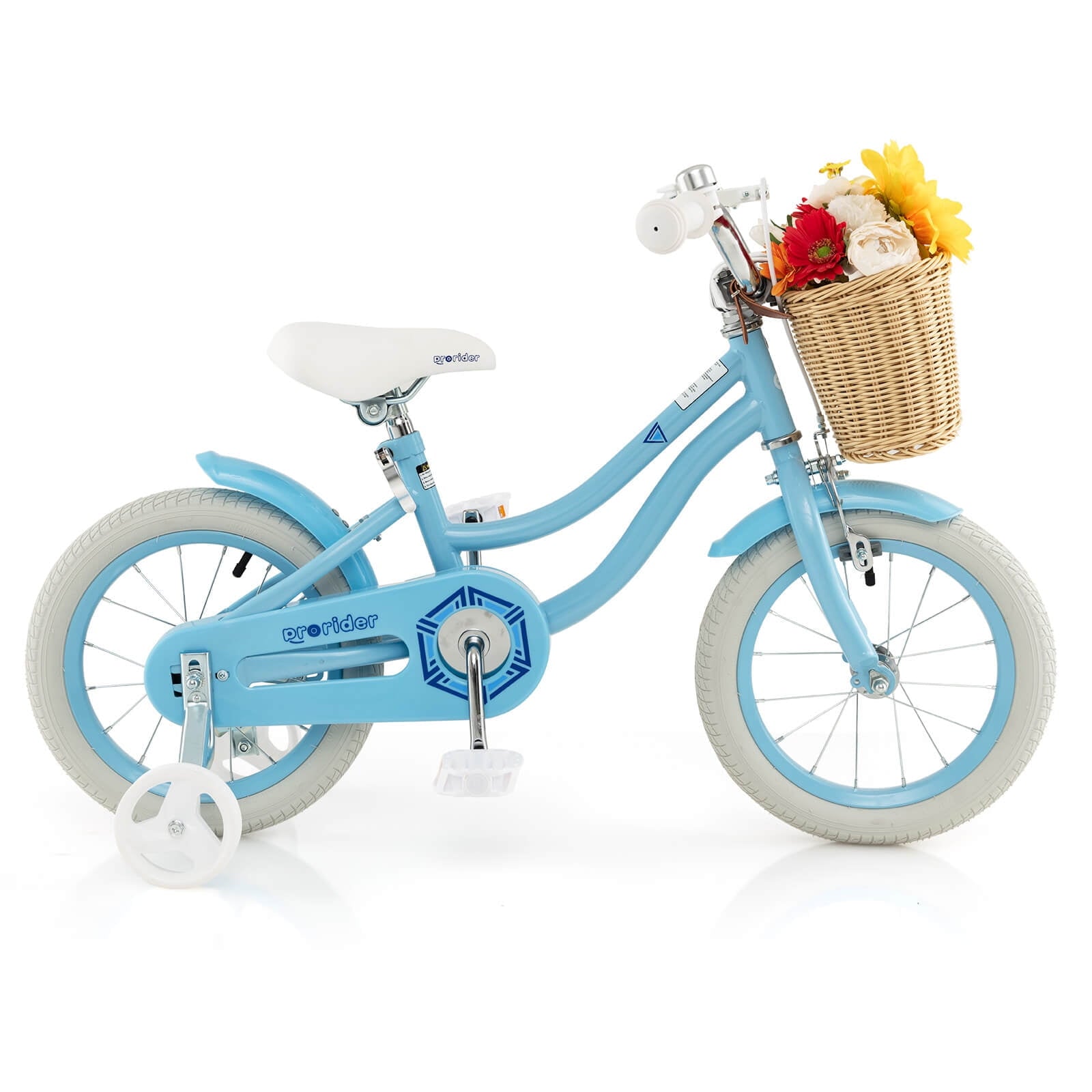 Costway 16 Kid's Bike with Training Wheels Adjustable Handlebar Seat Handbrake Pink