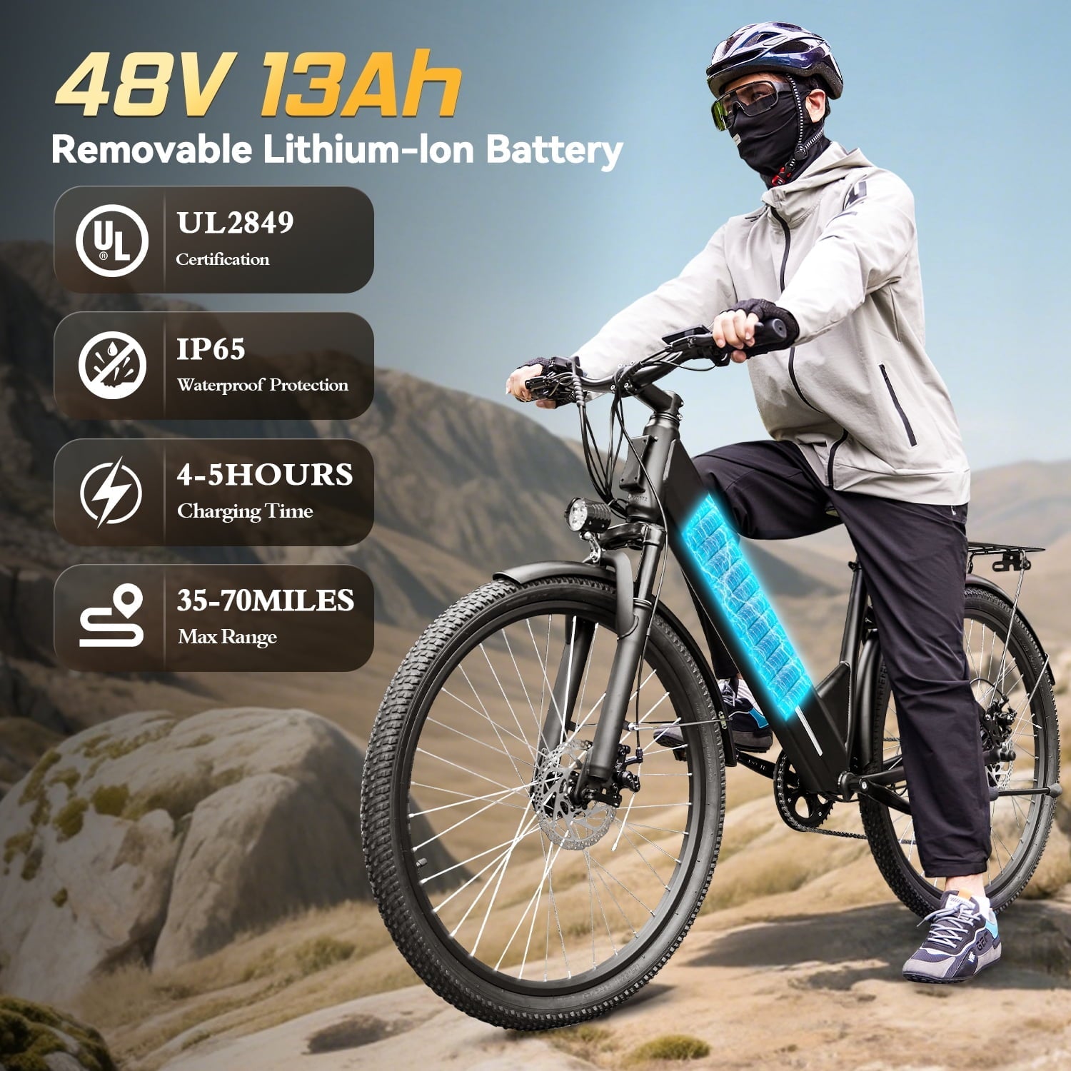 ZNH 26Low Step Commuter Electric Bike for Adults|750W Powerful Motor Adult Electric Bicycles Max 20mph|48V 13Ah Removable Battery Women City Ebike|UL2849|Black