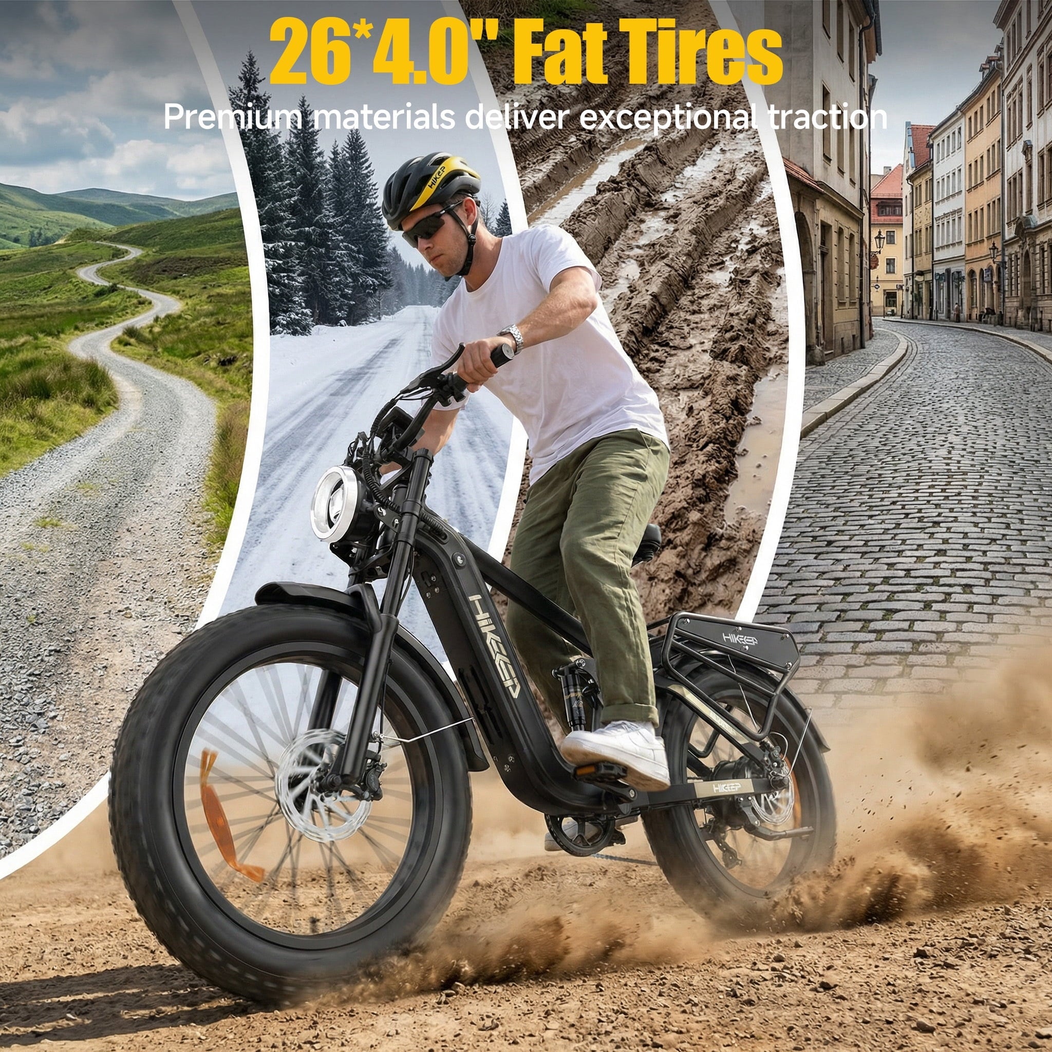 HiKeep Electric Bike for Adults, 2000W 4000W Peak Motor, 48V 25Ah Removable Lithium Battery, 26x4 Fat Tire E-Bike, 7-Speed Shimano, Full Suspension, Rear Rack, UL 2849, Black