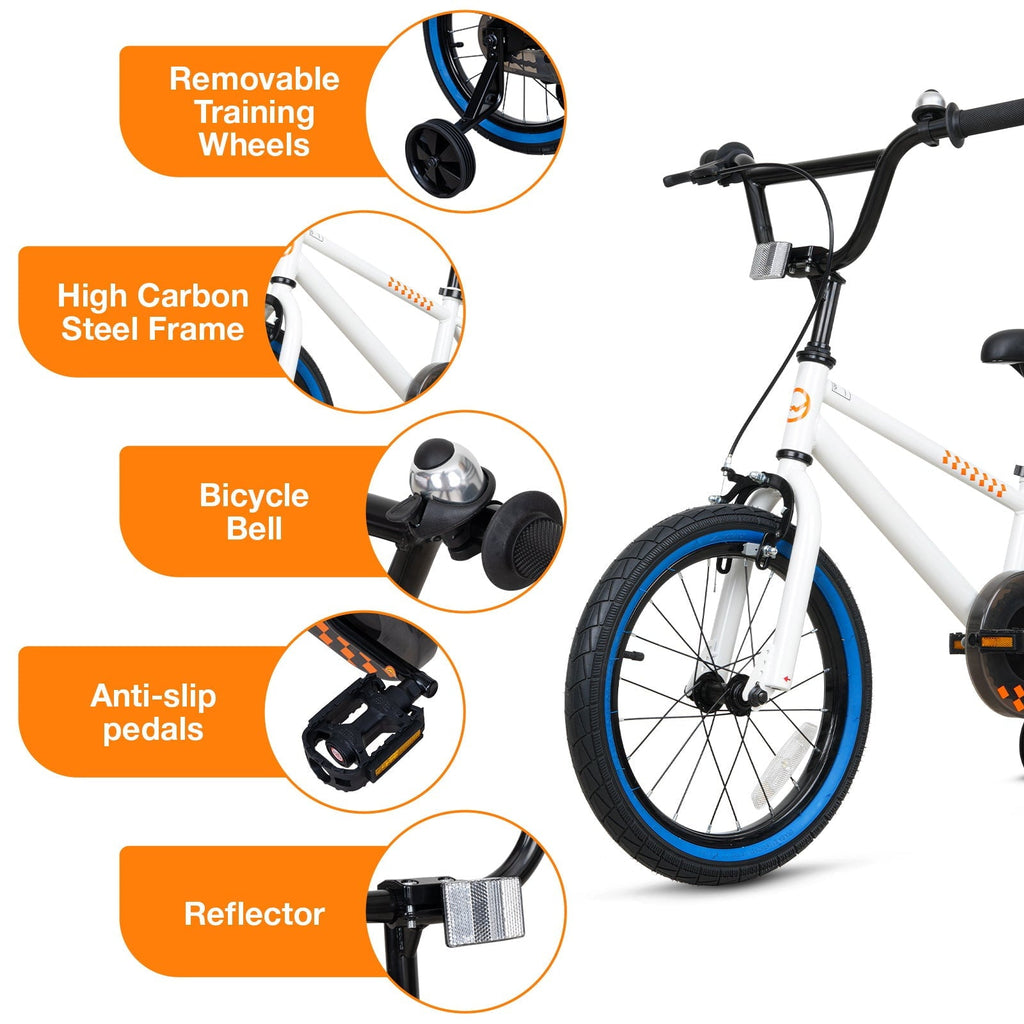 Hykolity Kids Bike Boy Girl Bicycle 16 inch for Children Age 4-6 Height 38-48 Child Sport Bike BMX Handbar includes Training Wheel White