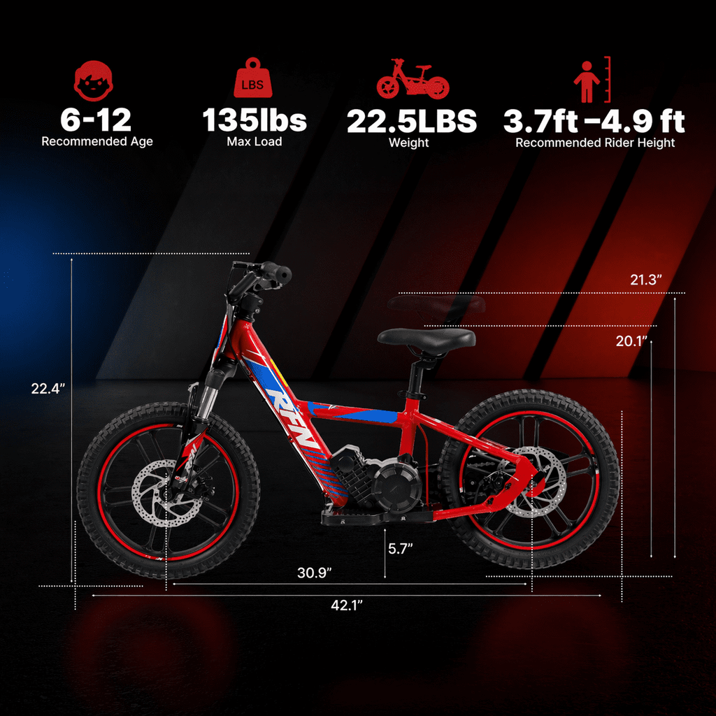 RFN Kids 24V Electric Balance Bike – 170W Motor, 2-Speed Mode, 12 Off Road Electric Dirt Bike, Safe Starter Ebike for Ages 3+