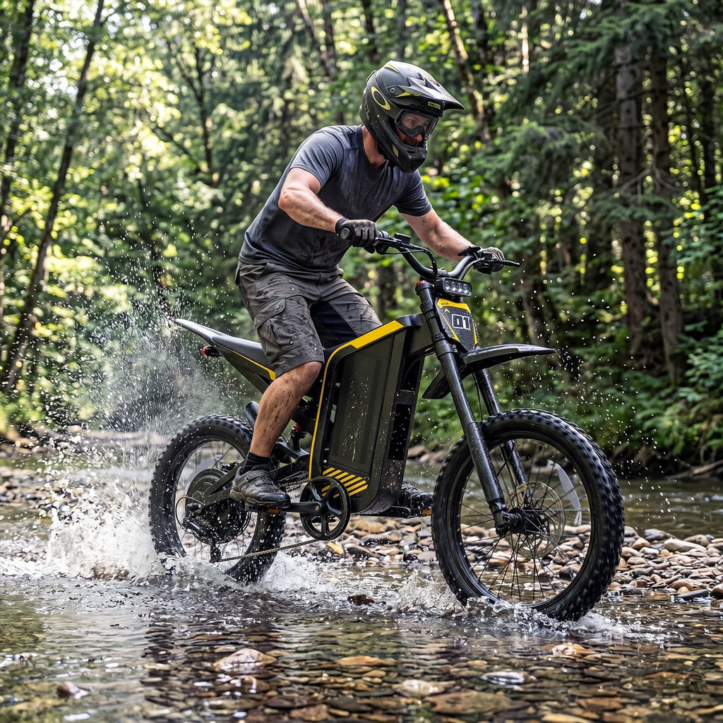 YareYi Electric Dirt Bike for adults, 4000W Peak Motor Electric Motorcycle 40 mph, 52V 30Ah Battery, 19/17 All Terrain Motorized Dirt Bikes, Dual Hydraulic Brakes