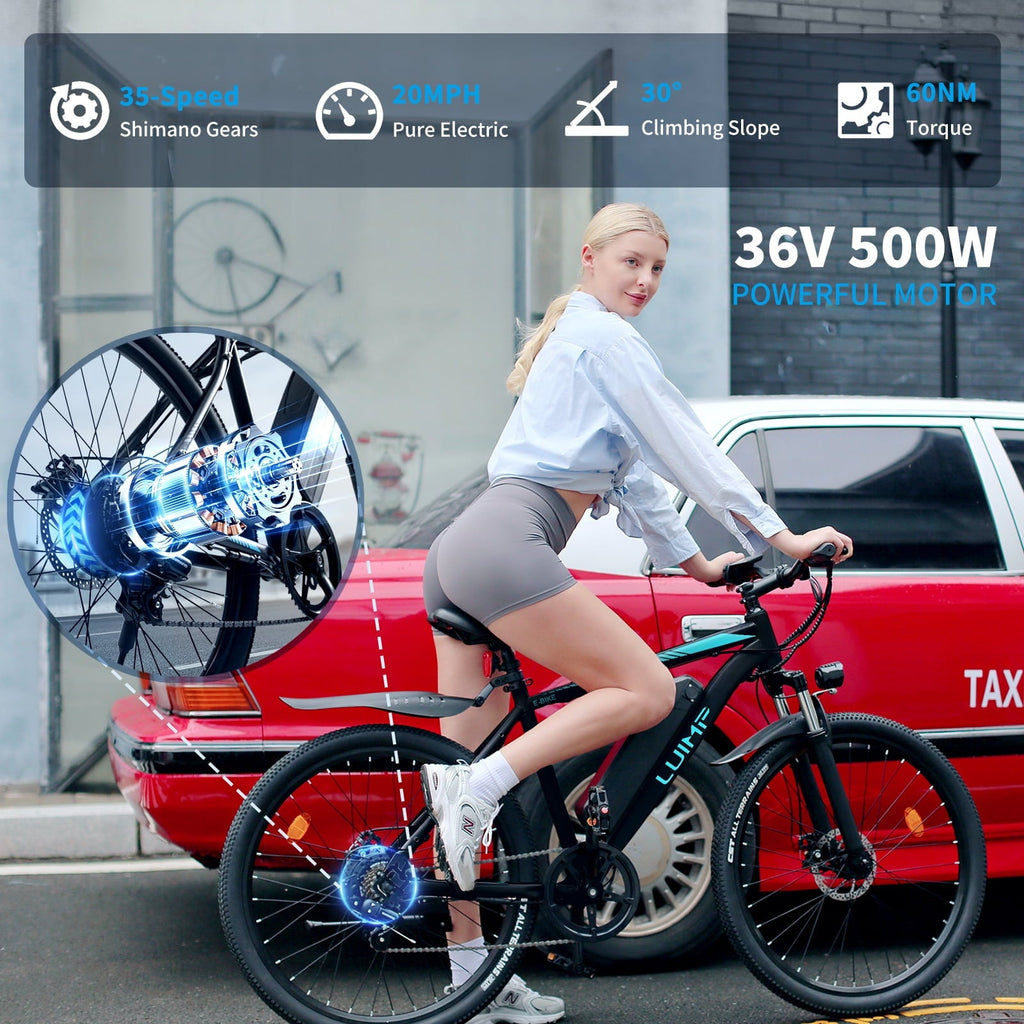 VTOKW 500W Electric Bike for Adults, 26 Electric Bicycles, 36V 10.4Ah Battery, 20MPH Ebike, E-Bike UL2849