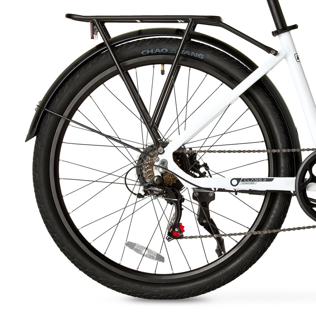 Concord 27.5 Step-Thru Electric Bike, 36V, Class 2, Aluminum, 49 Pounds, White, Unisex, Fits Riders 5'1 - 6'1
