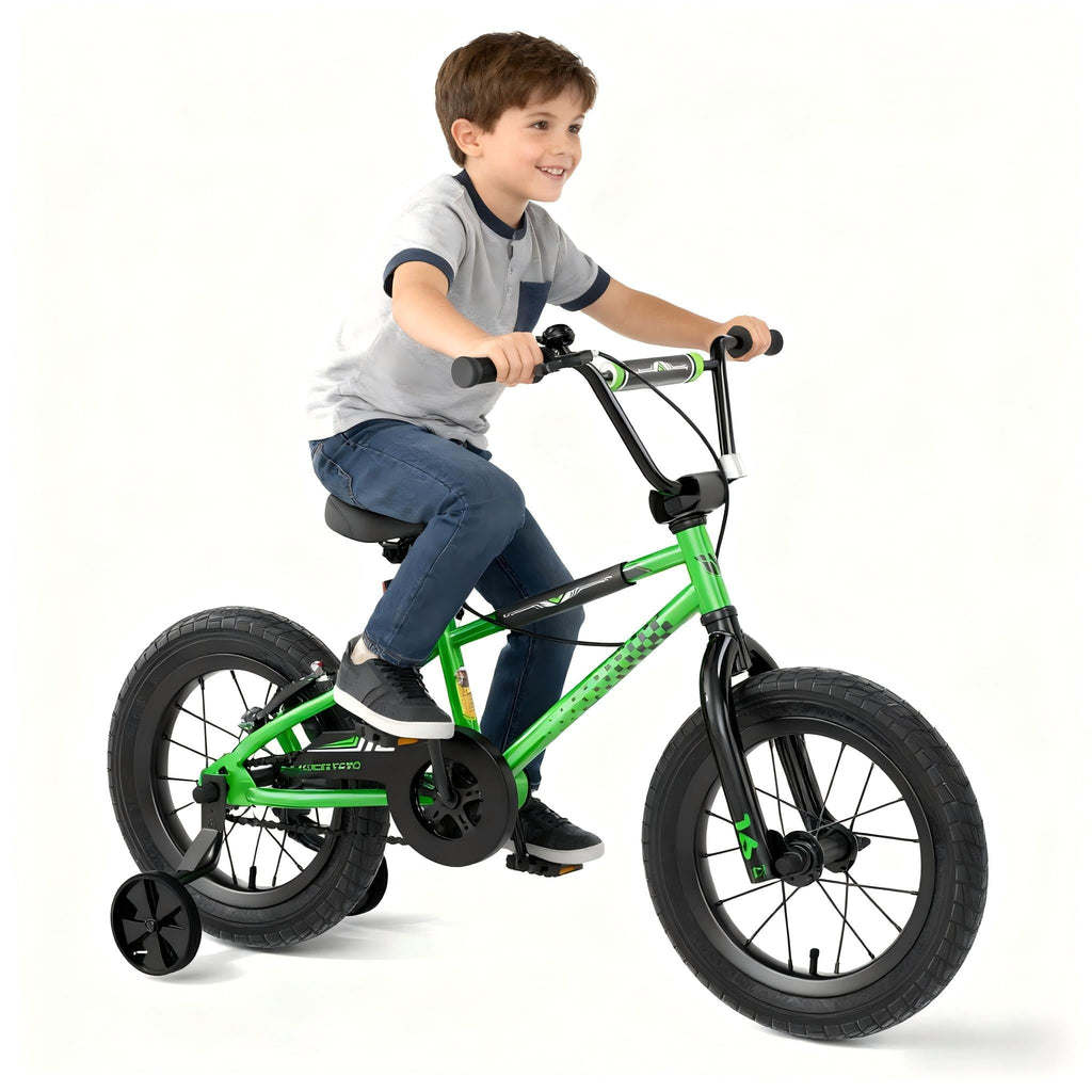 Korimefa Kids Bike, 14 inch Boys Bike BMX Style Bicycle with Training Wheels Coaster Brake for 4 5 6 7 Years Old Toddlers Boys , Blue