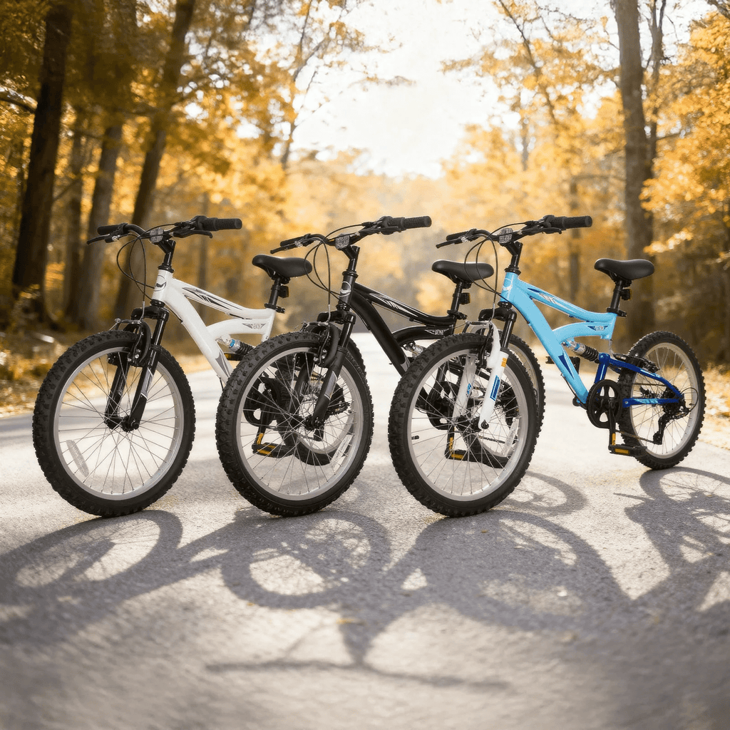 Hykolity Kids Mountain Bike 20 inch MTB Bicycle Age 6-12 Years Height 42-56 in Tween Cycling Full Suspension Sport Outdoor Bikes - Matte Black