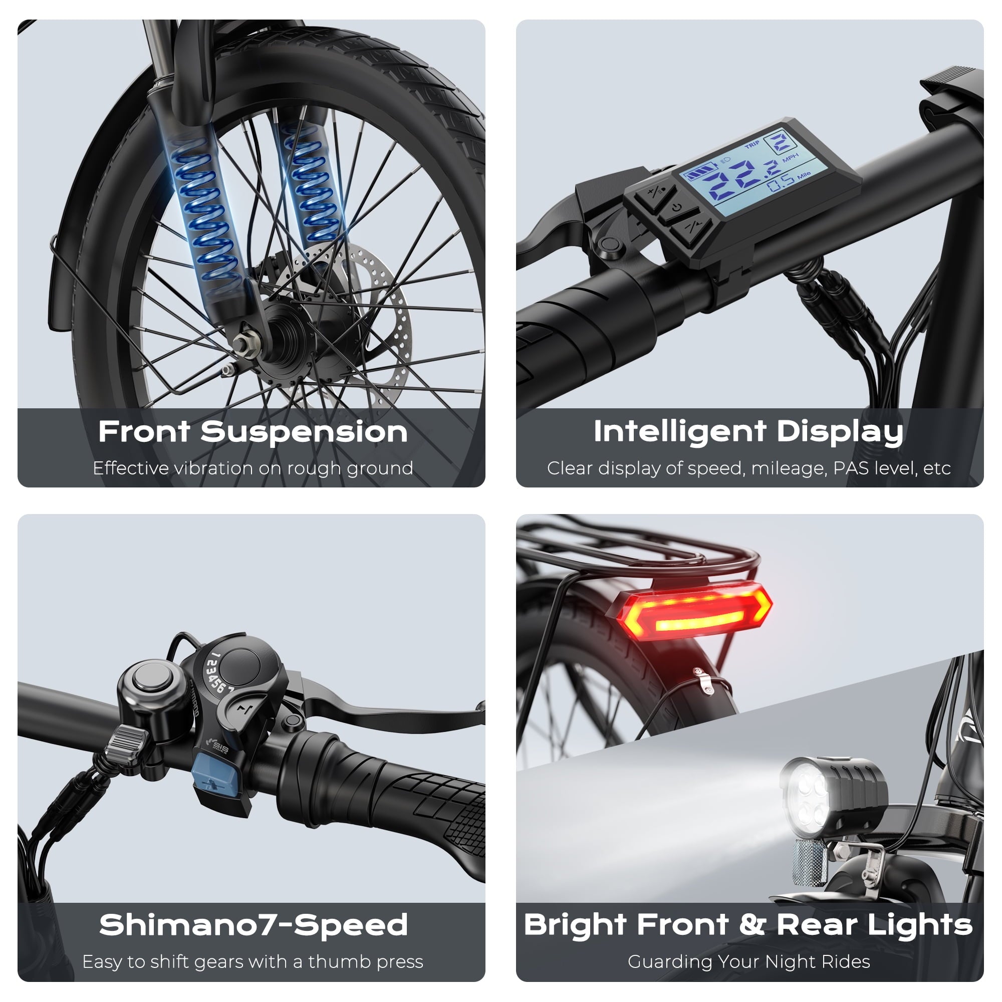 AIRWEST Electric Bike, 20 Folding Ebike for Adults, Peak 750W 20MPH Commuter E Bike with 48V 7.8AH Battery&7 Speed Gear & Dual Disc Brake & Front Suspension, 40 Miles Range (UL2849)