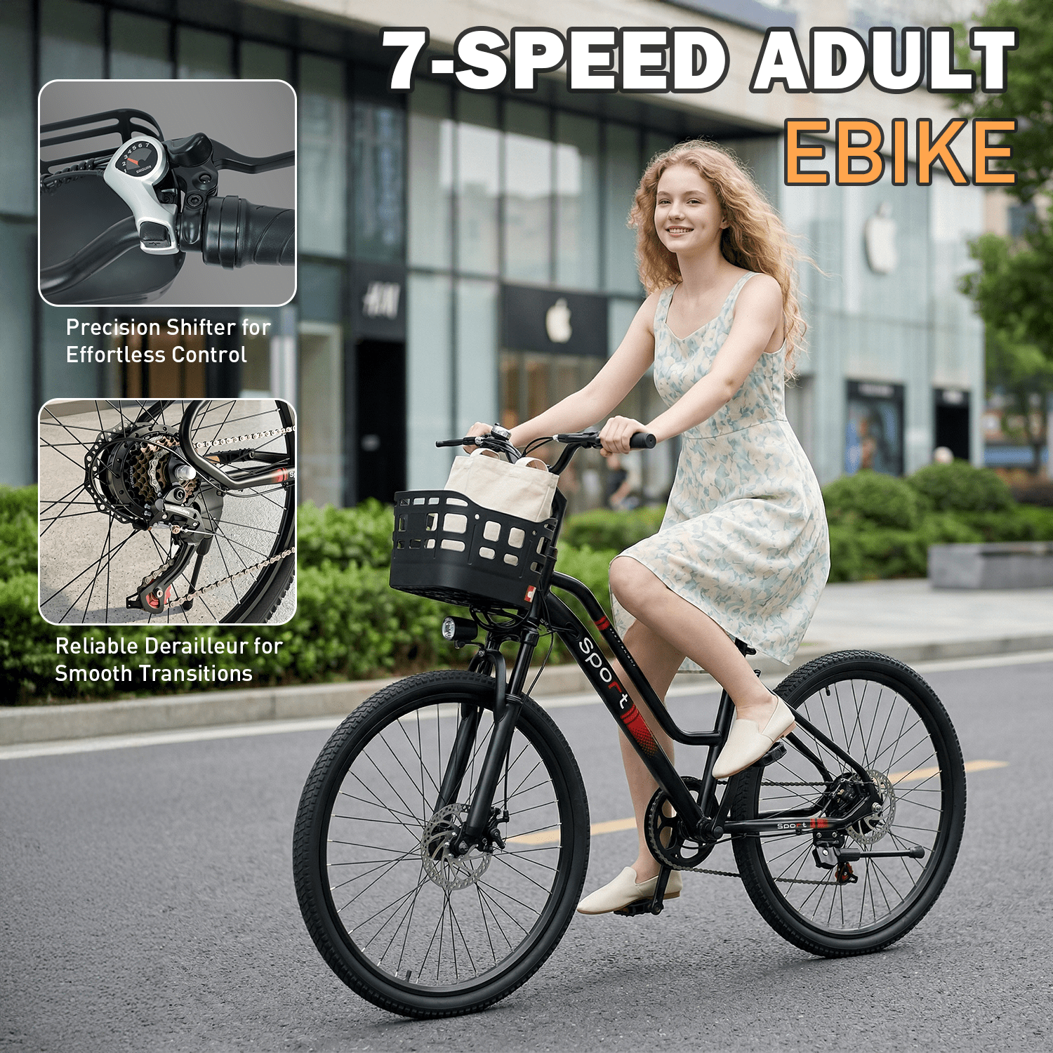OwnGold 26 Electric Bike for Adults, 500W Peak Motor, 20MPH, 35+ Miles Range, 432Wh Battery, Commuter Ebike with Basket, 7-Speed, Lightweight, UL2849 Certified