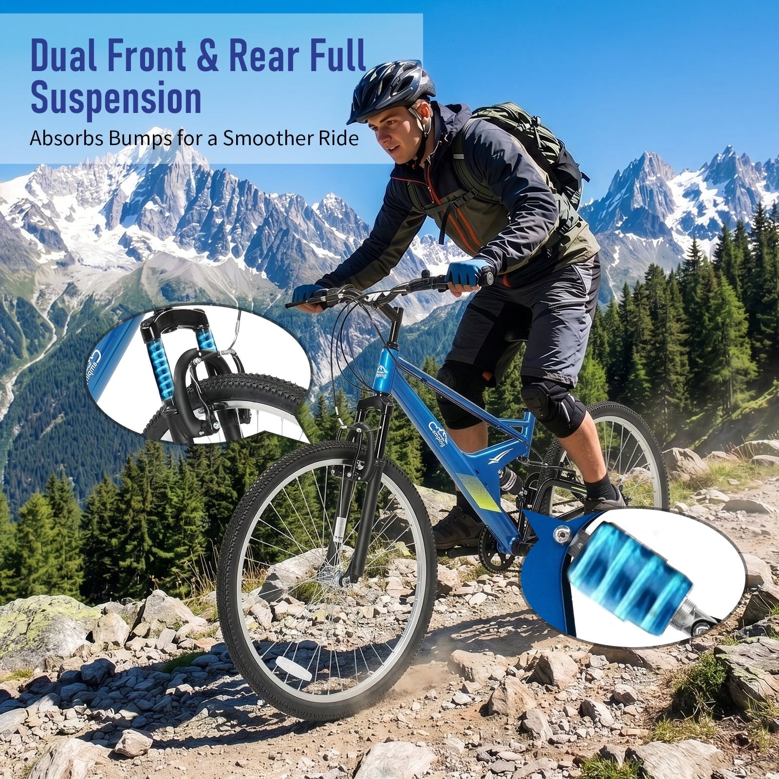 Ktaxon 26 inch 7 Speed Mountain Bike for Adult, Dual Shock Absorbers, Dual V Brake, Black