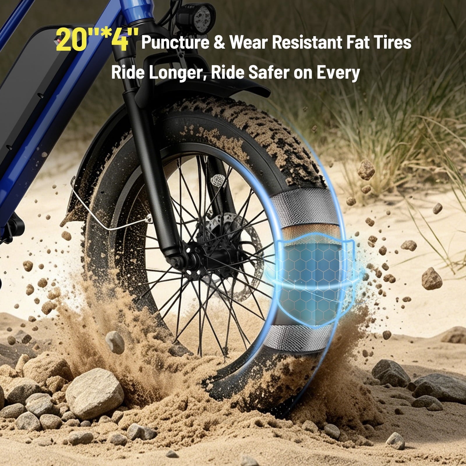 YareYi Electric Bike for Adults, 2000W Peak E-Mountain Bicycle, 20x4 Fat Tire 30mph Ebike, 48V 624Wh Removable Battery 70Miles Range, 7 Speed and Full Suspension UL2849