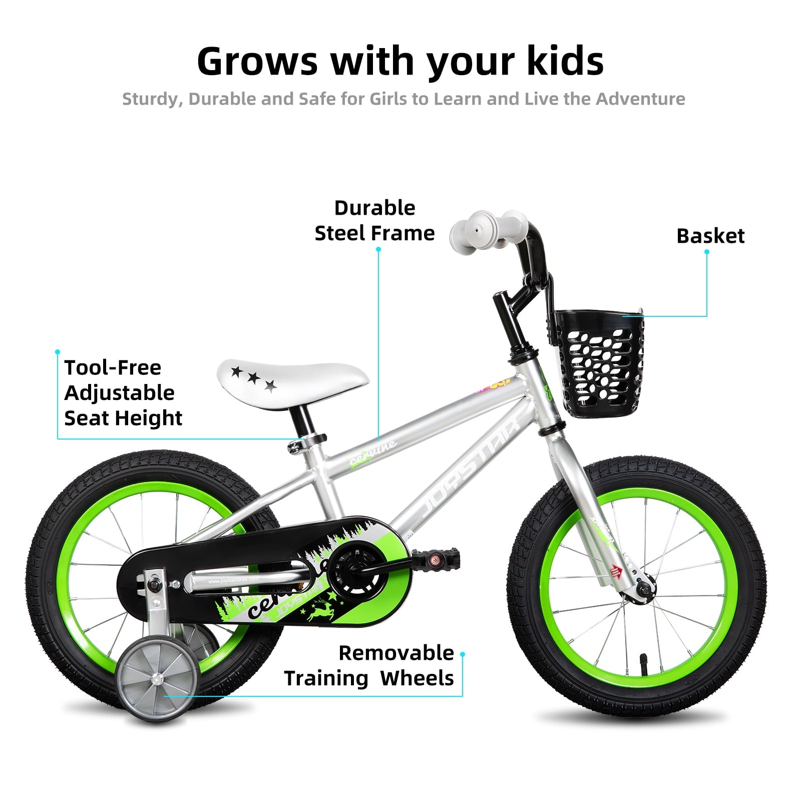 JOYSTAR Cervine 14 inch Kids Bike for Boys and Girls, Children Bicycle in Pink