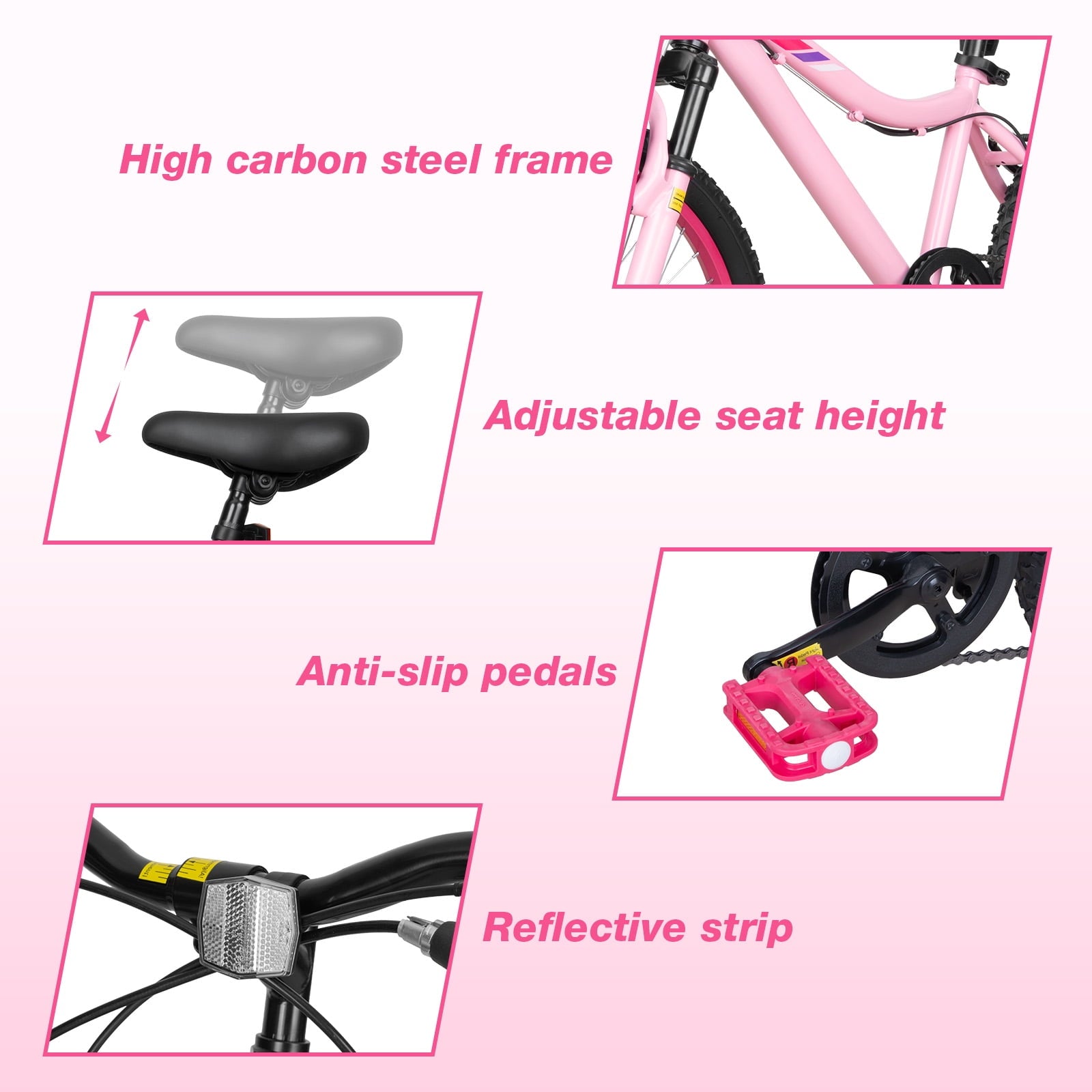 Hykolity 20 inch Kids Mountain Bike, 6 Speed Kid Bicycle Age 6-11 Year Old with Front Suspension Fork, Adjustable Seat Height, Pink