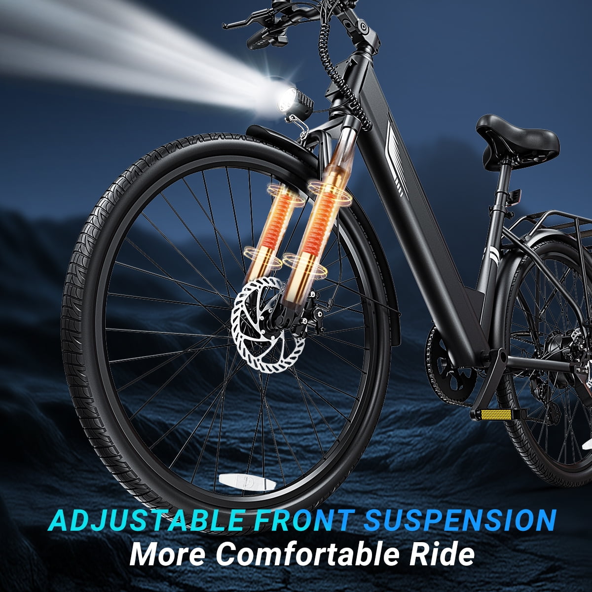 DYU C7L Electric Bike for Adults, 26 Peak 1000W Motor Ebike, 48V 10.4Ah Removable Battery, 45 Miles Max 20MPH, 7 Speed Electric Bicycle UL2849