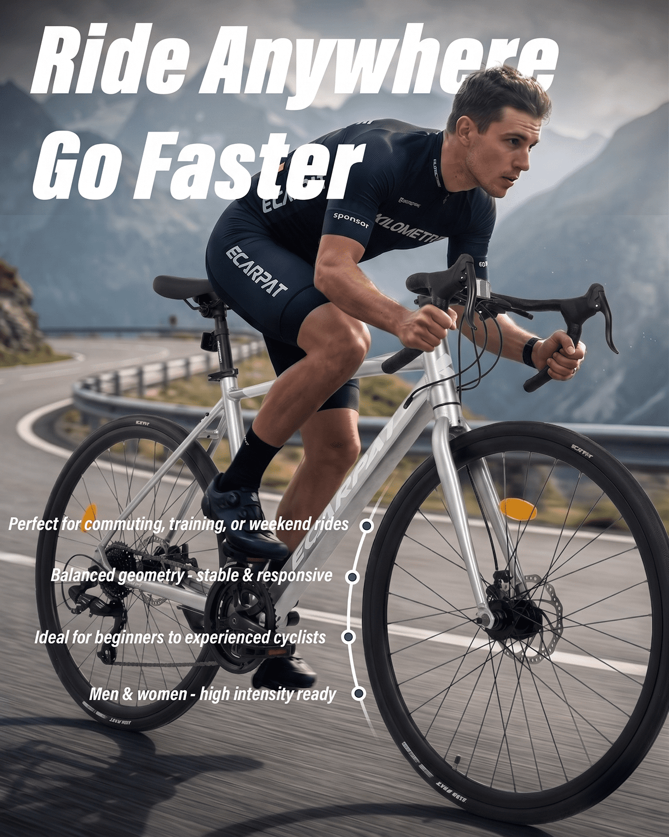 700C Road Bike 16 Speed, Sport Bike Performance Aluminum Road Bike, City Commuter Bicycle with Dual Disc Brakes, Lightweight Racing Bicycle for Men &Women, Cream