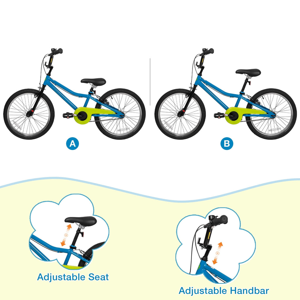 Hykolity 20 Kids Bike Age 6-12 Boy Girl Bicycle Coaster Brake Children Bike For Tween Height 48-62 Teen Sport Outdoor Riding Navy Blue