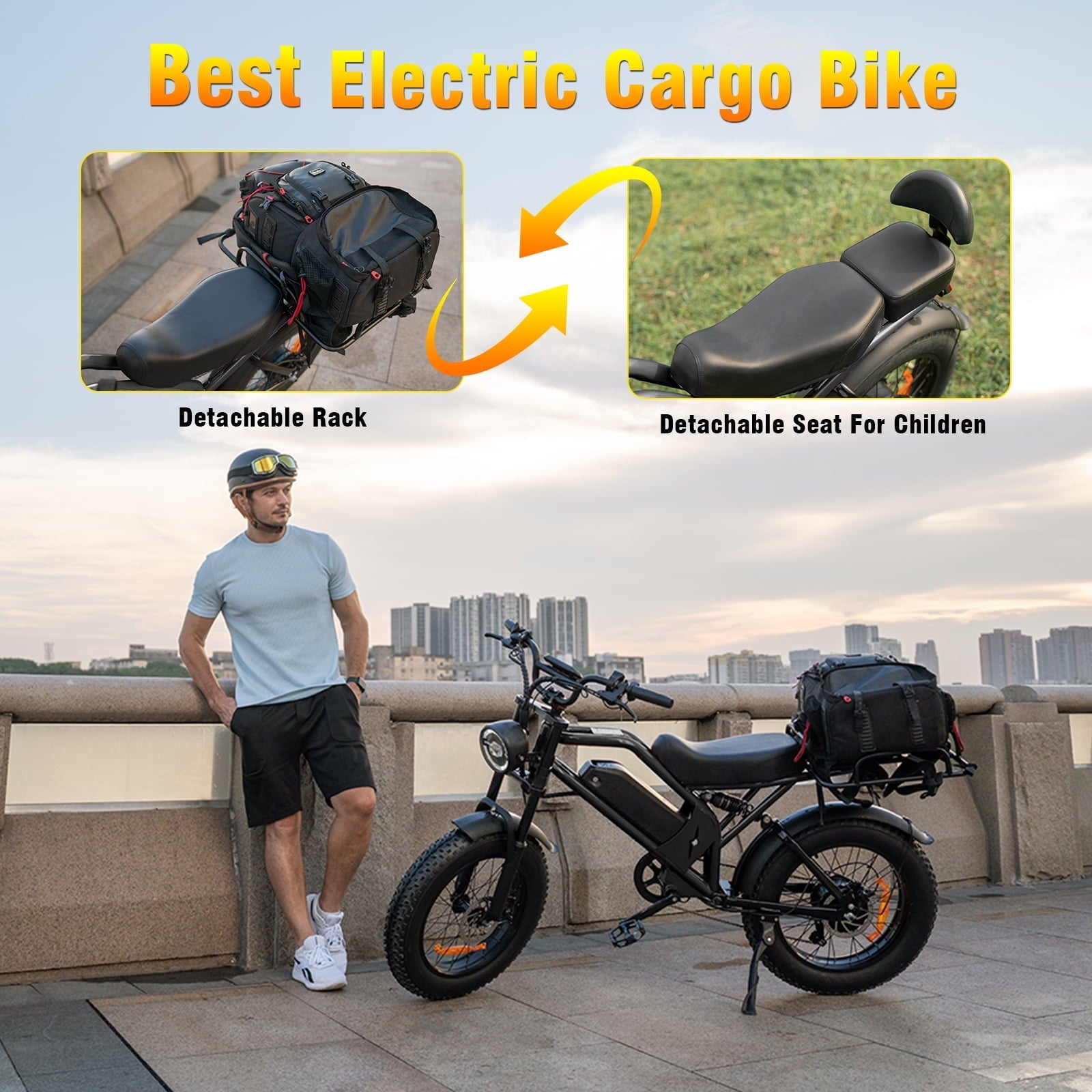 1500W Electric Bike, 20 Fat Tire E-Mountain Bikes, 48V 18Ah 32MPH Ebike for Adults Full Suspension UL2849, All-Terrain E-Bike, Orange