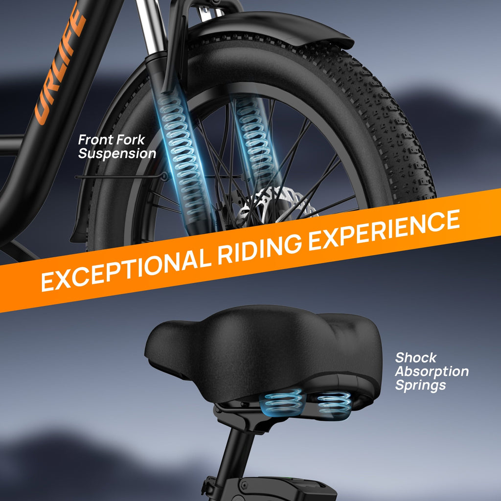 URLIFE 3.0 Fat Tire Ebike, 20 Electric Bicycles for Adult, 750W Peak Motor, 48V 13AH Remobavle Battery, 7-Speed Commuting Ebike, UL2849-Black