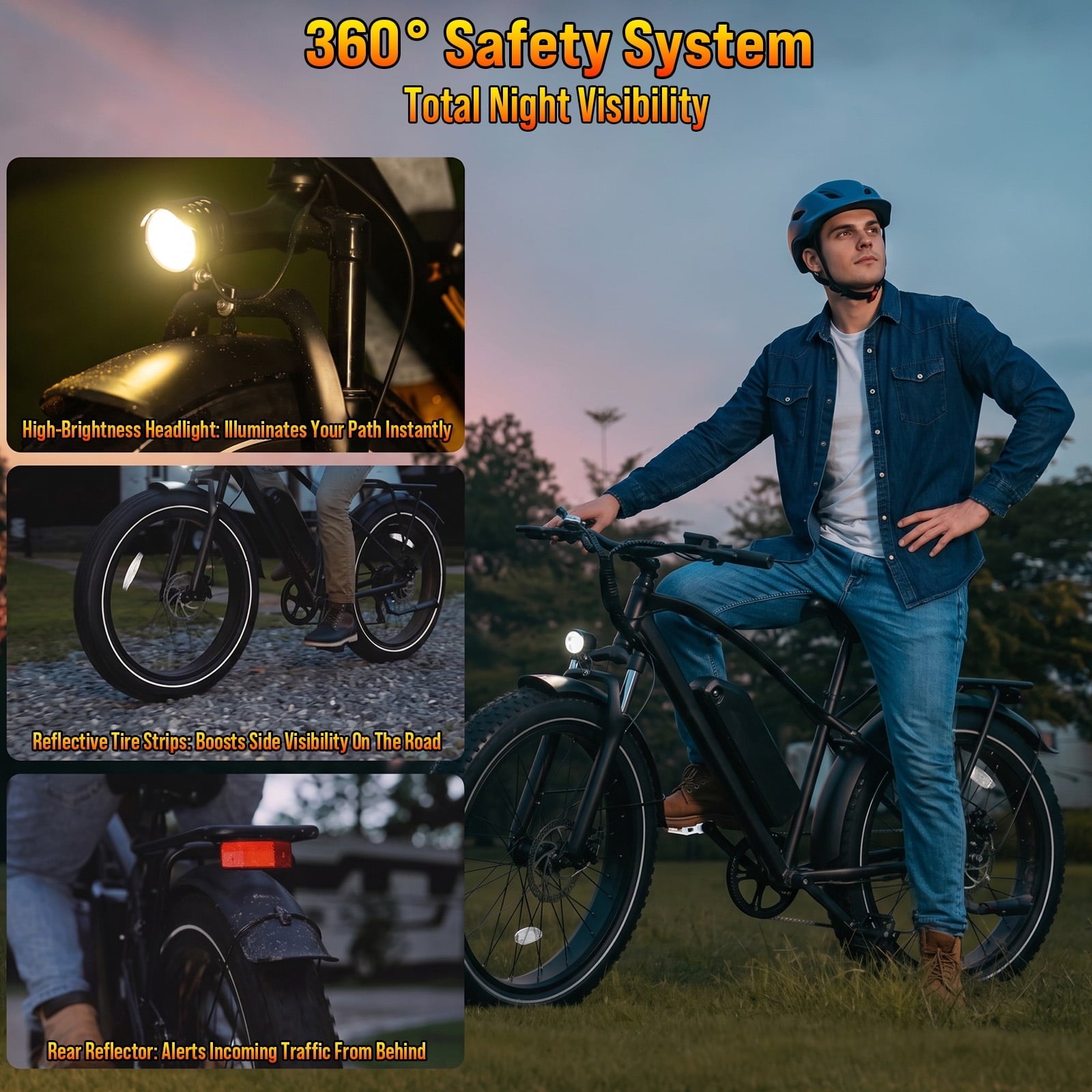 Rexei Yeki 26 Fat Tire EBike, 1200W Electric Bike for Adults, 48V 15AH Battery, 28 MPH Max Speed, 7-Speed , 500 lbs, Front Suspension, Dual Disc Brakes, LCD Display, UL2849