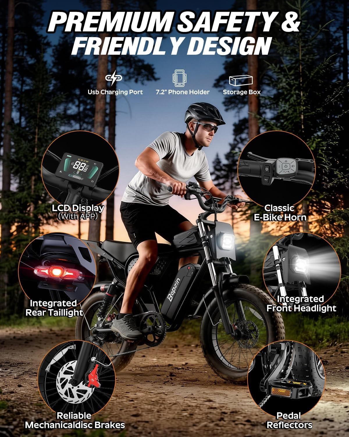 Peak 1500W Electric Bike for Adults,48V 20Ah,Max 80miles & 28mph Electric Bicycle, 20 Fat Tire Full Suspension Mountain Bike UL2849