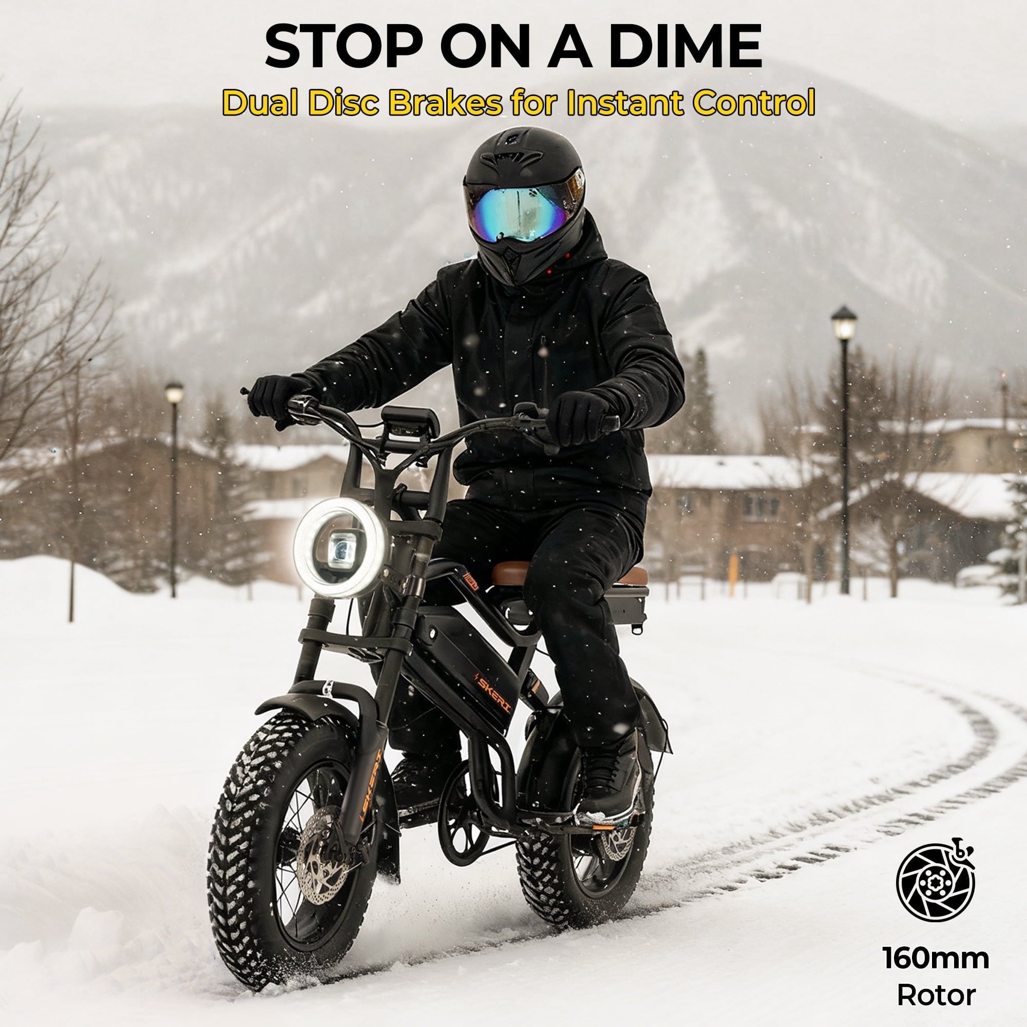 Skeri 750W (Peak 1000W) Electric Bike, 16” x 4” Fat Tire Dual Suspension E-Mountain Bikes, 48V 13Ah Battery UL2849