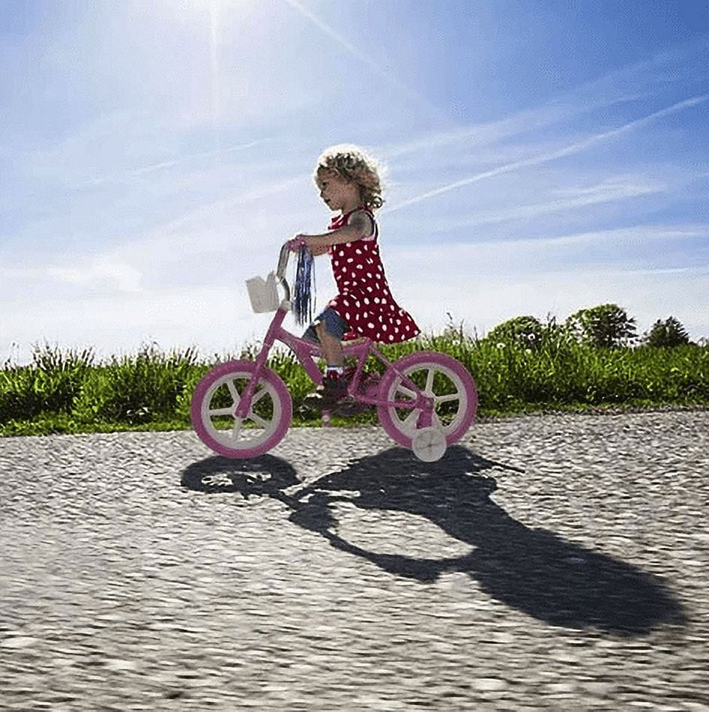 USToyOutlet 12 Kid's Beginner Bicycle for 2-4 Years Old Boys' and Girls' Bike Foam Tire for Indoor Use No Brake - Pink