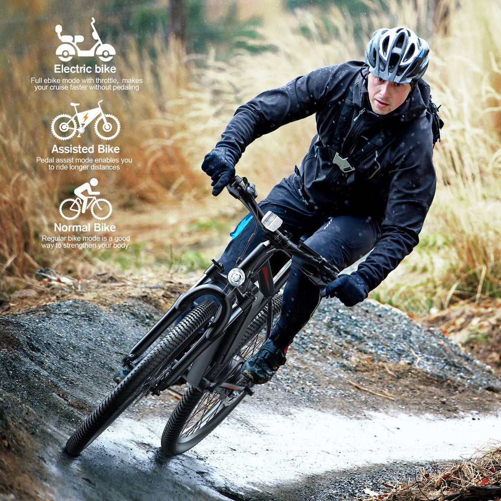 TotGuard Electric Bike for Adults, 26 Ebike 350W Adult Electric Bicycles, Electric Mountain Bike with 36V 10.4Ah Battery, Suspension Fork, Shimano 21 Speed Gears