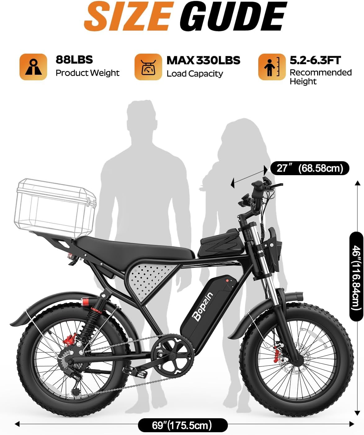 Peak 1500W Electric Bike for Adults,48V 20Ah,Max 80miles & 28mph Electric Bicycle, 20 Fat Tire Full Suspension Mountain Bike UL2849