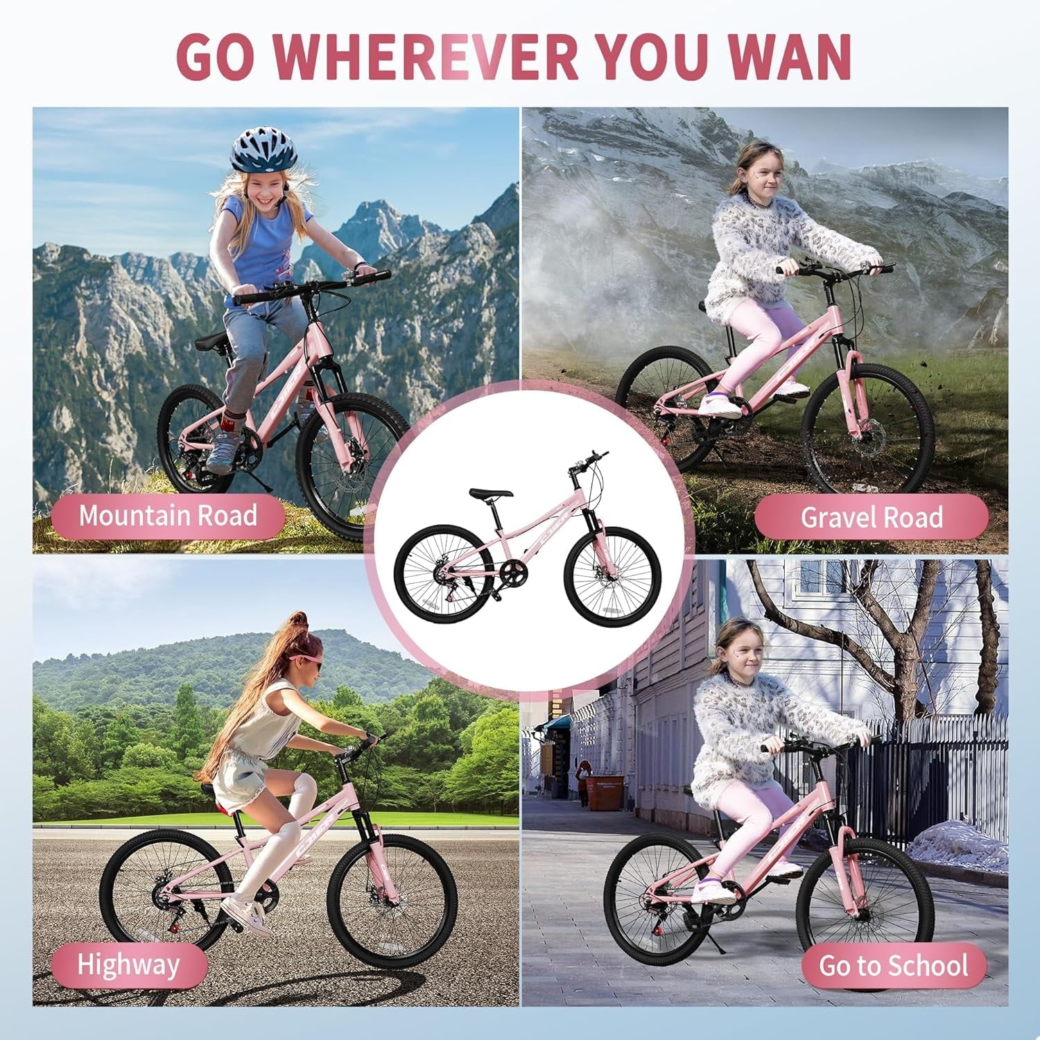 DEYGIA 20 Inch Kids Mountain Bike, Bikes for Boys, 7-Speed with Front Suspension, Dual Disc Brakes & Knobby Tires for Ages 6-14, Multi Color