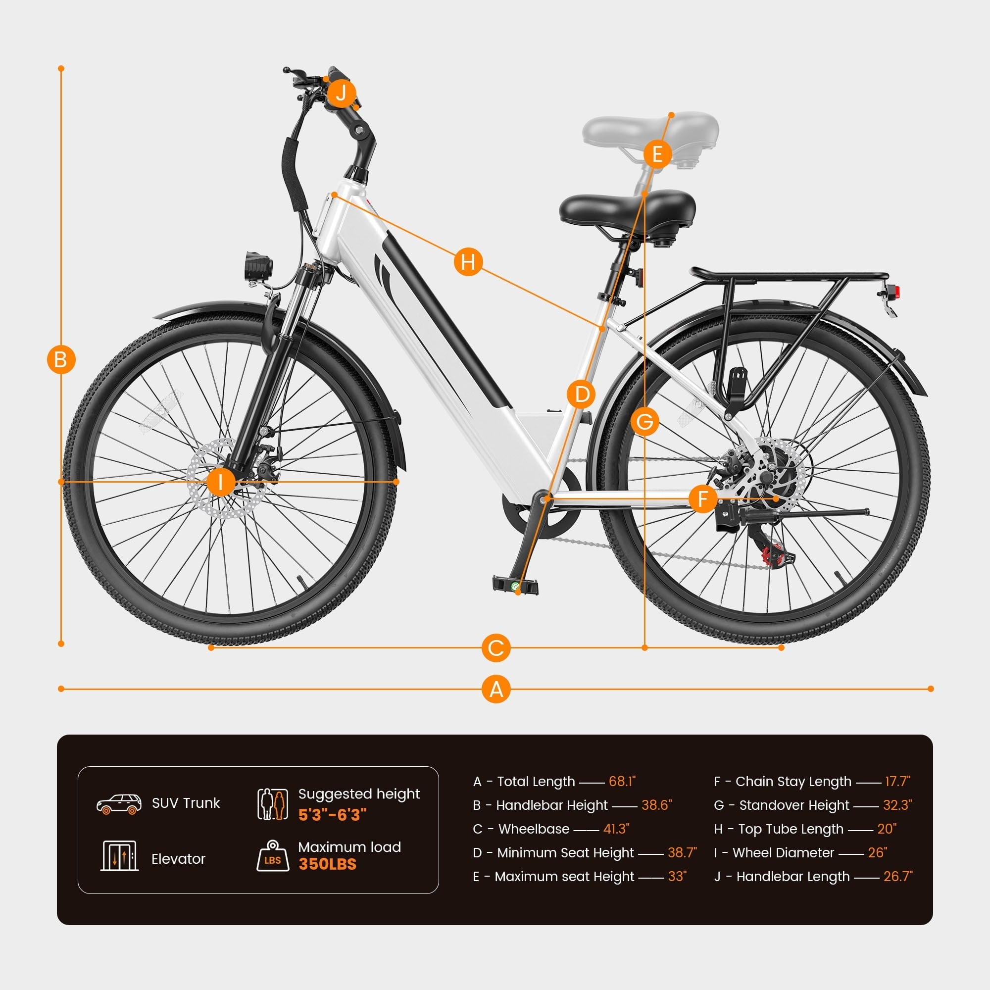 Actbest 26 Electric Bike for Woman, Peak 1200W Motor, 48V 15Ah Battery , 7-Speed, Front Suspension & LCD Display, Wide saddle suitable for women riders, Mountain EBike for Adults