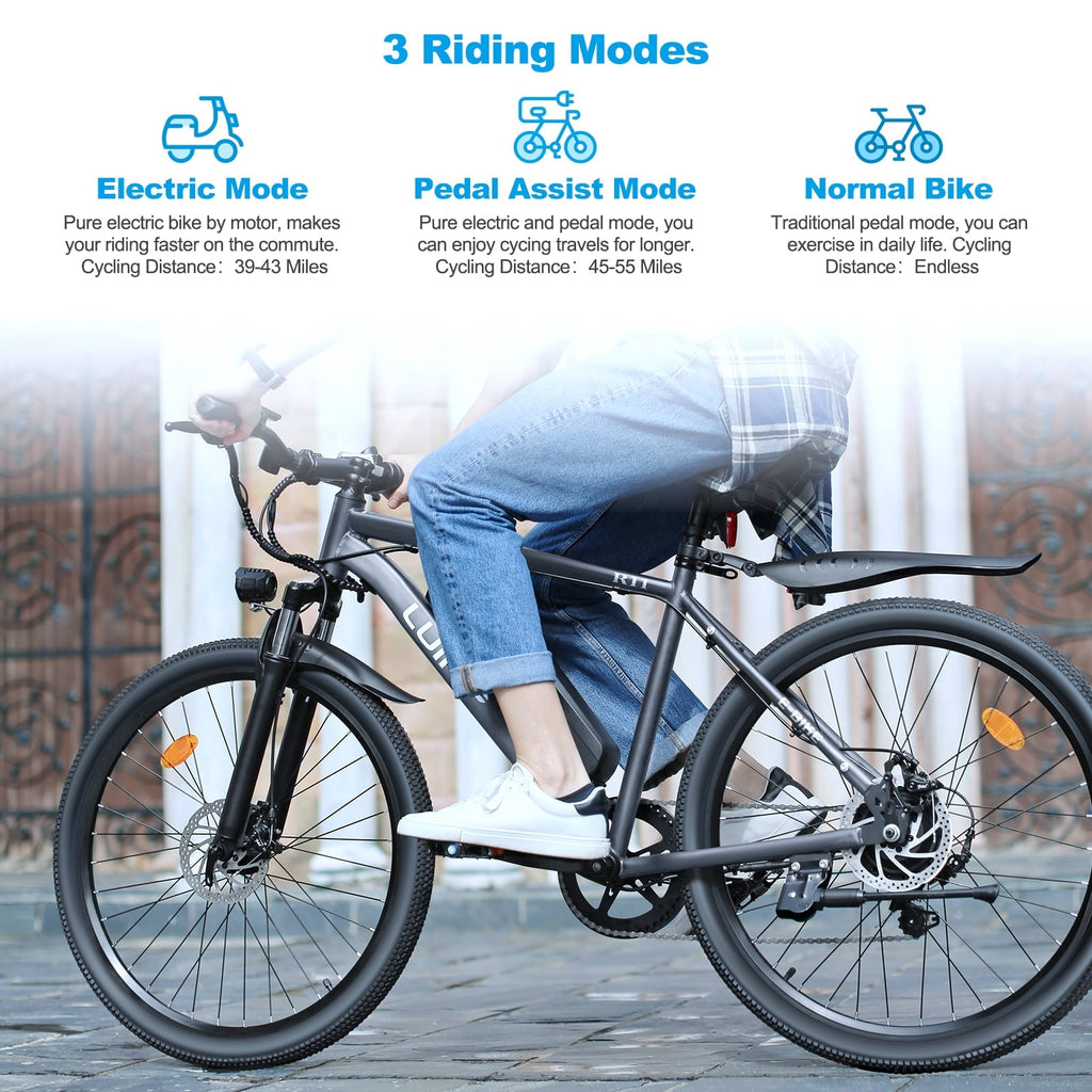 VTOKW 500W Electric Bike for Adults, 26 Electric Bicycles, 36V 10.4Ah Battery, 20MPH Ebike, E-Bike UL2849