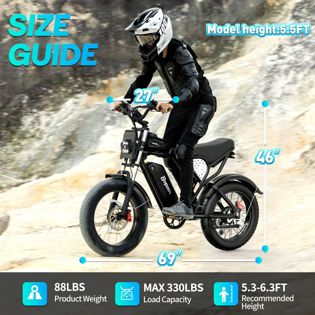 Peak 1500W Electric Bike for Adults,48V 20Ah,Max 80miles & 28mph Electric Bicycle, 20 Fat Tire Full Suspension Mountain Bike UL2849