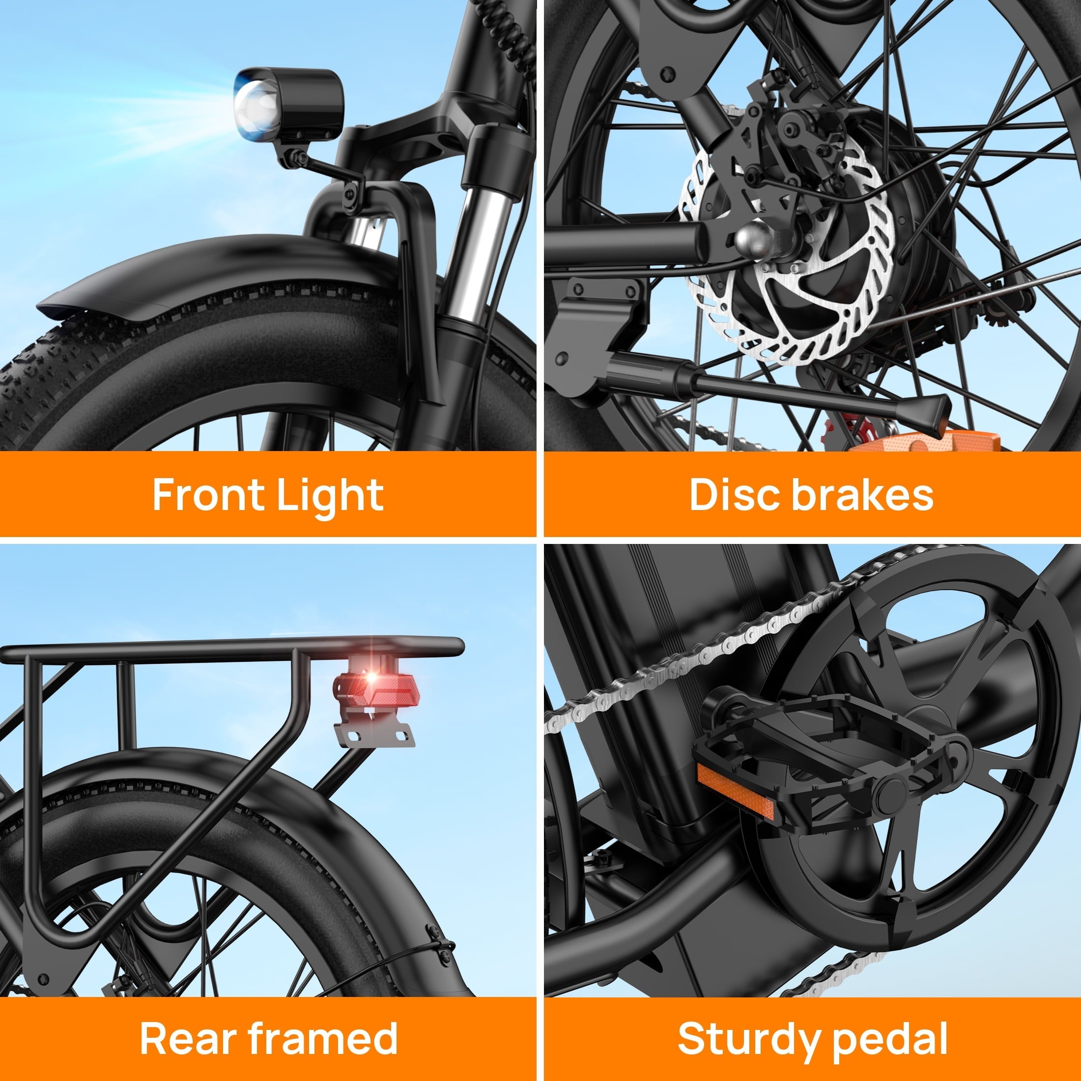 URLIFE 3.0 Fat Tire Ebike, 20 Electric Bicycles for Adult, 750W Peak Motor, 48V 13AH Remobavle Battery, 7-Speed Commuting Ebike, UL2849-Black