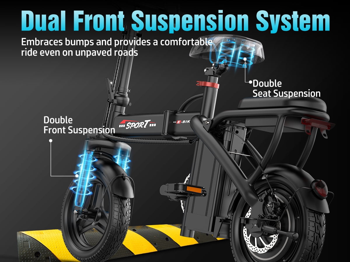PostJoy Z6 14-inch folding electric bicycle, adult electric bicycle, 48V10AH battery, peak 1200W motor, top speed of 25MPH, range of 35 miles, commuter/travel mini electric bicycle