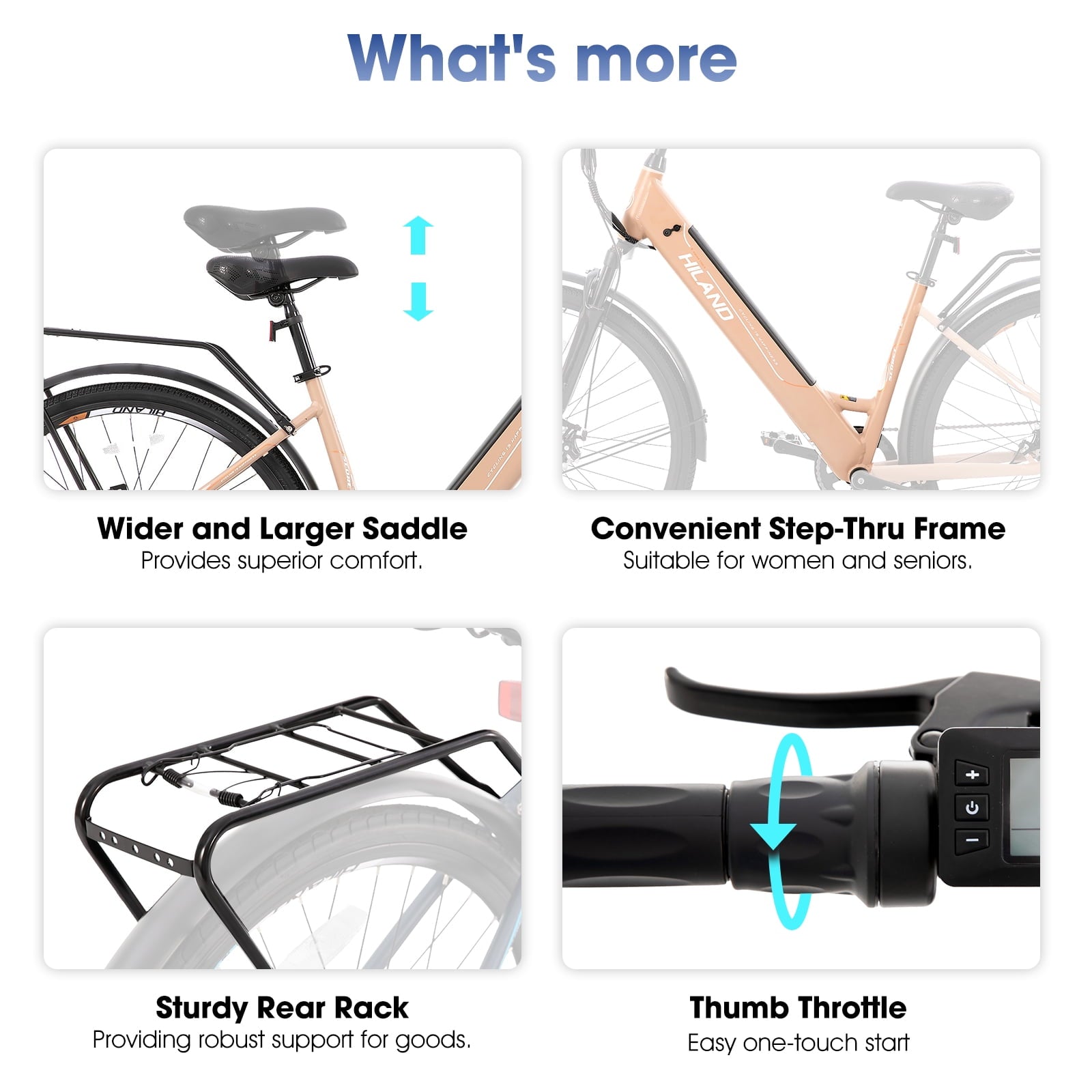 Hiland 350W Electric Bike for Men Women, 700C Step-Through Commuter Ebike, 36V Removable Battery UL2849, 7-Speed Electric Bicycle, 20mph, Khaki