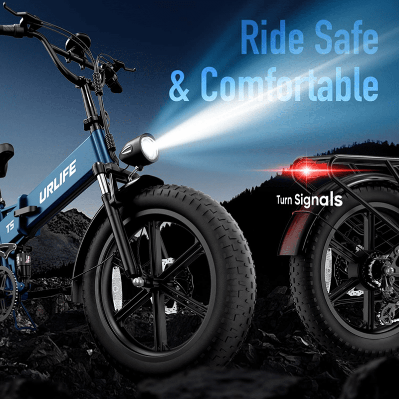 URLIFE 1500W Electric Bikes for Adult, 20'' 4.0 Fat Tire Ebike, 48V 13Ah Removable Battery, Shimano 7-Speed Mountain Bike-Black