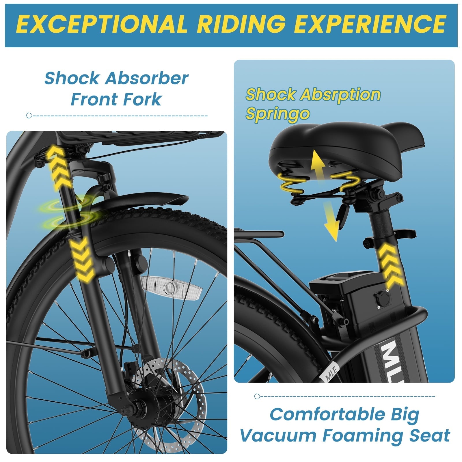 MOONCOOL Electric Bicycle for Adults 350W , 7-Speed Ebike with 36V 10.4Ah Removable Battery . 40 Miles Range , 20 mph Electric Commuter Bike for Women Men