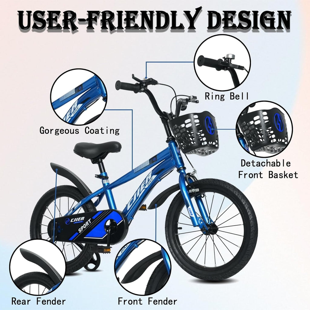 NEORIVER 14 Kids Bikes for Girls and Boys, Kids' Bicycles with Training Wheels, Ages 3-5 Years
