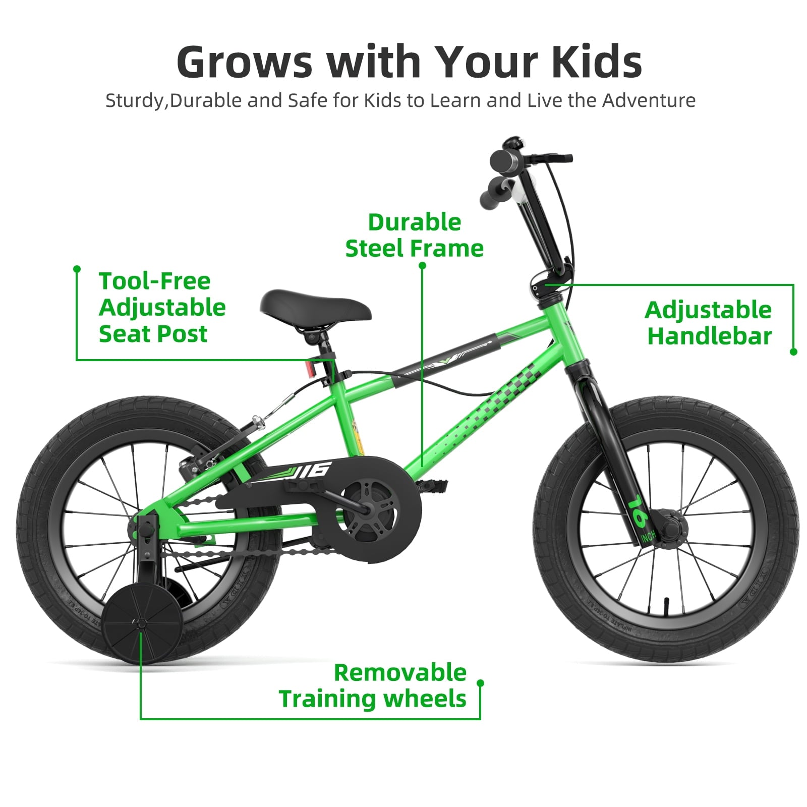 Korimefa Kids Bike, 14 inch Boys Bike BMX Style Bicycle with Training Wheels Coaster Brake for 4 5 6 7 Years Old Toddlers Boys , Blue