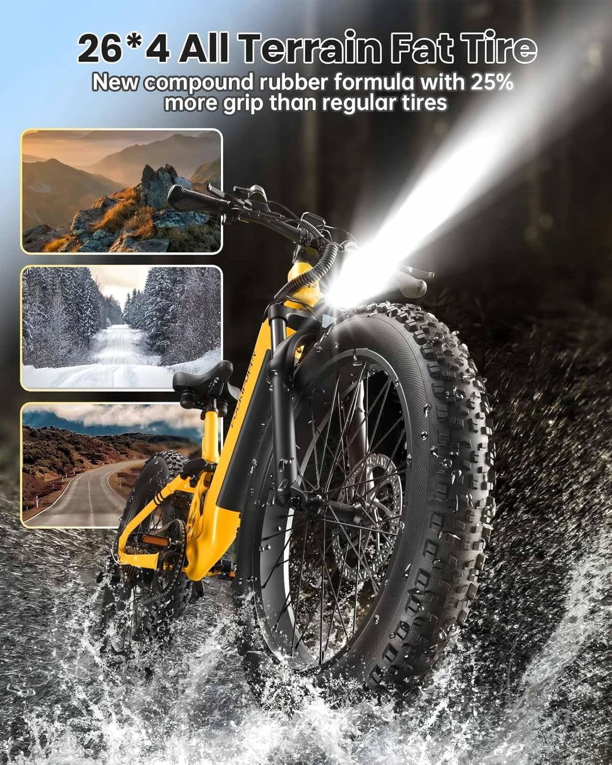 PUCKIPUPPY 26 Electric Bikes for Adults 960W Peak Step Through E-Bikes up to 80Miles Range 48V 20AH Battery Full Suspension Ebike 28 mph Max Speed Fat Tire E-Mountain Bike 7 Speed, UL2849 by SGS