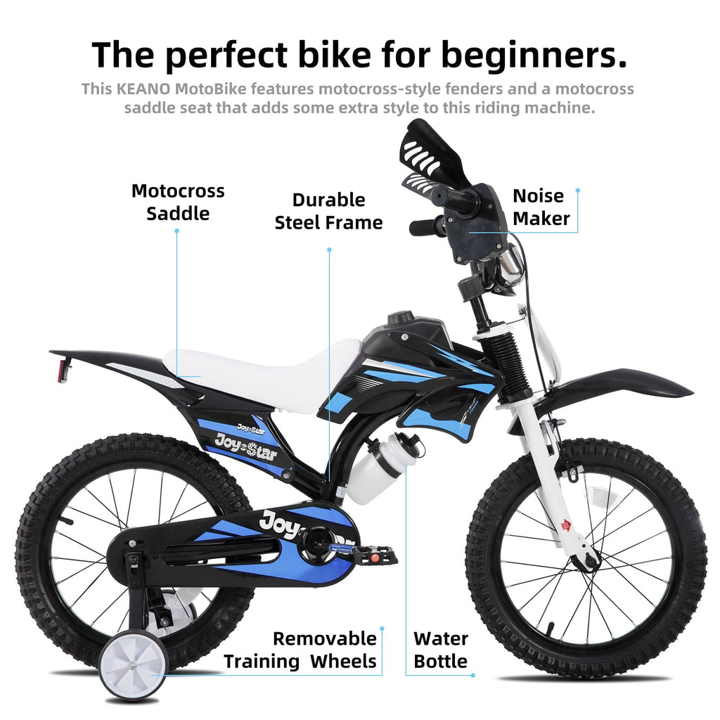 JOYSTAR Motocross Style Kids Bike for Boys Girls Ages 4-7 Years, 16 Inch Children Bicycles Blue