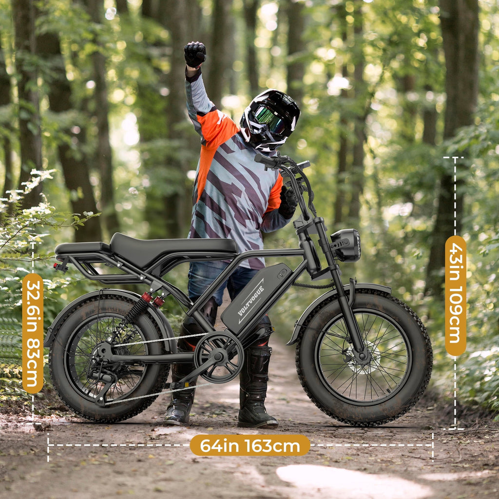 VOLTVOGUE VV-20 Adult Electric Bike, 1500W Brushless Motor, 20 Fat Tire 48V 20Ah Ebike, 31MPH Top Speed Dual Suspension