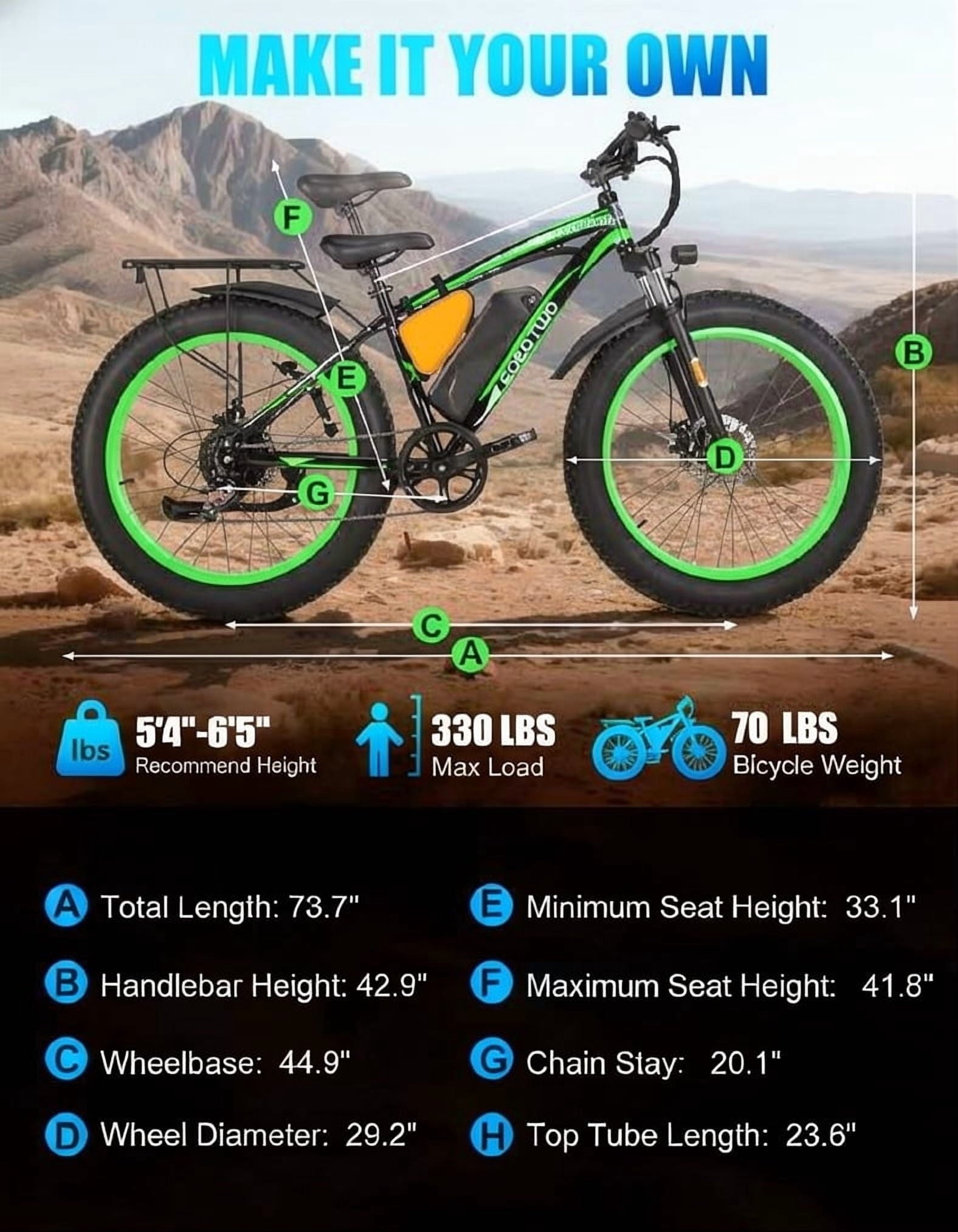 EOEOTWO 26 Fat Tire Electric Bike for Adults, 1500W Peak Motor, 48V 20Ah Battery Mountain Bike, 30 MPH Top Speed, Front Suspension & Dual Disc Brakes, 330 lbs Max Load All-Terrain E-Bike UL 2849