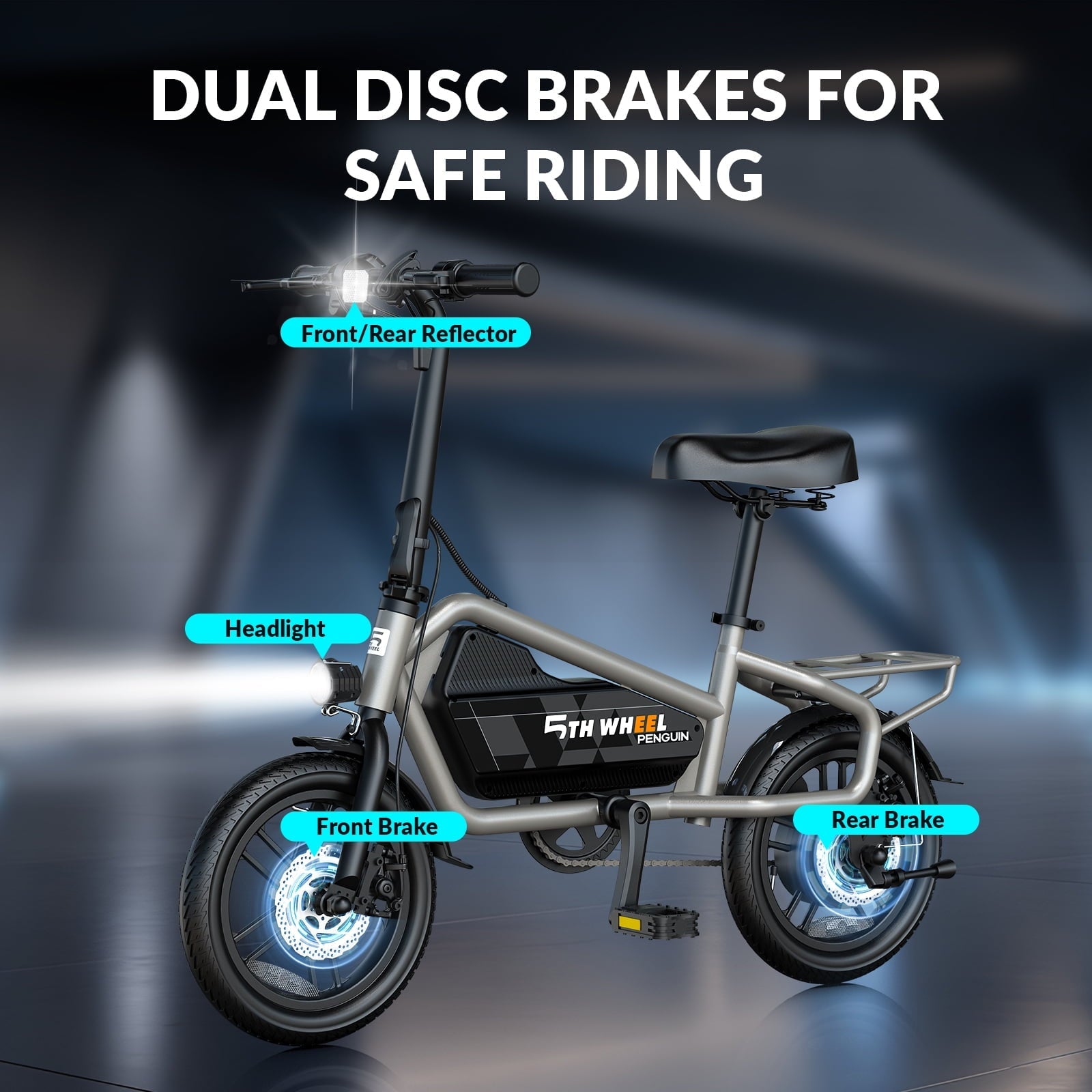 5TH WHEEL 14 Electric Bike for Adults with 650W Peak Motor Electric Bicycle, 36V 7.8Ah Battery Ebike, UL2849