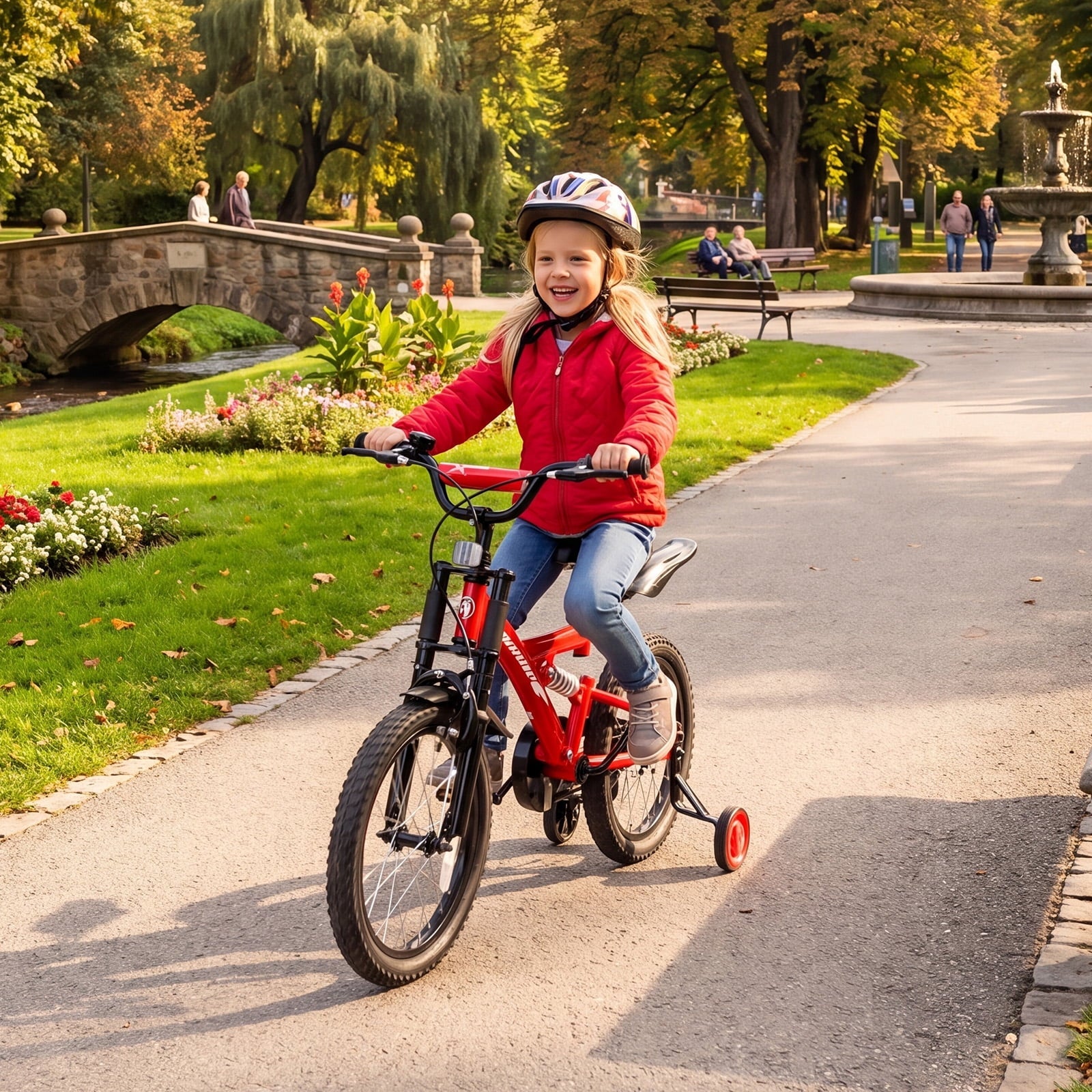 Fenbeli 18 Inch Kids Bike with Training Wheels for Girls Boys Ages 6-9, Red