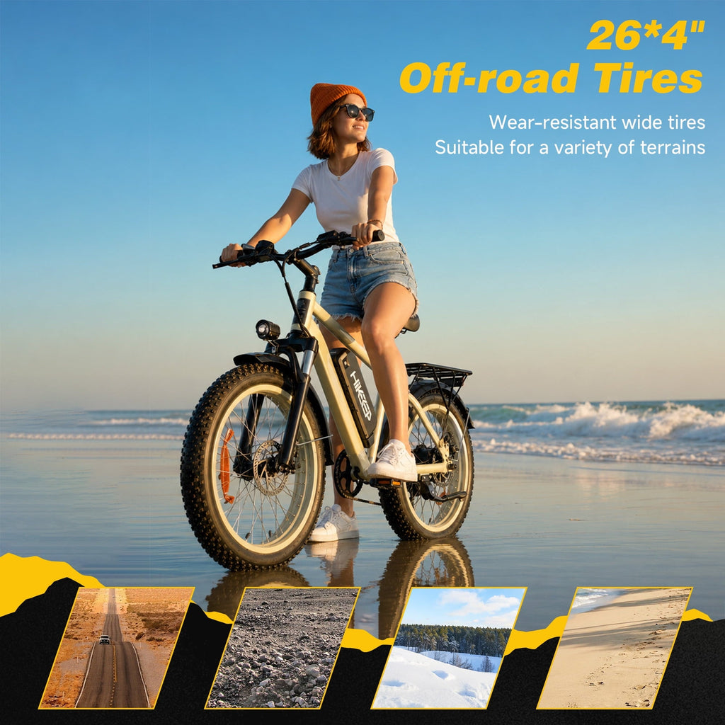 HiKeep 26 Electric Bike for Adults 1500W Peak, 48V 15.6Ah Removable Battery, 30MPH Electric Bicycle, 26x4 Fat Tire Mountain Ebike, Shimano 7 Speed, UL2849, Black